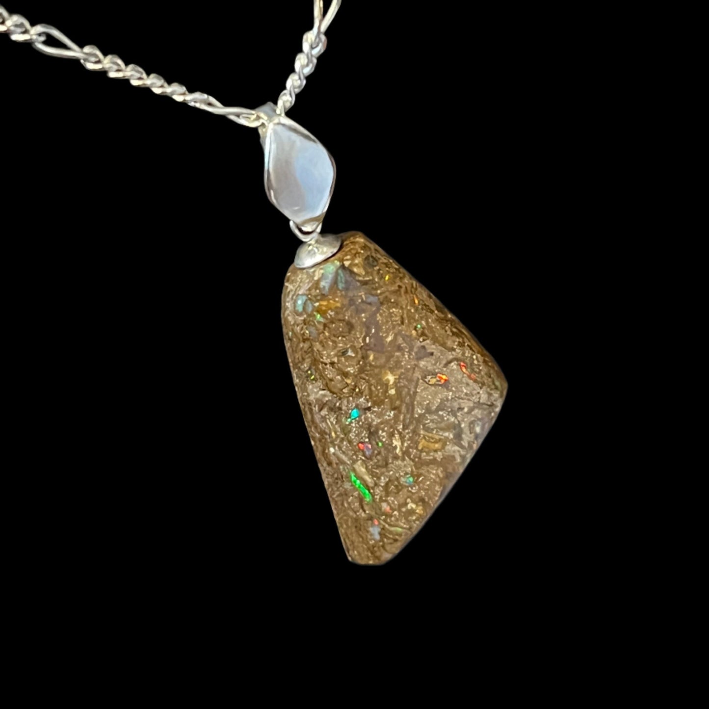 Australian Boulder Opal Pendant (Hard Slant)