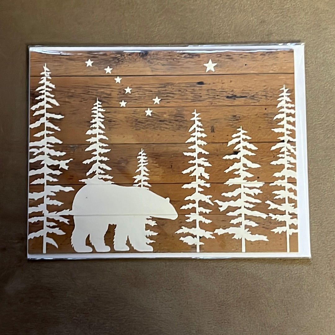 Blank Polar & Bear Stars greeting card with envelope, by Leftover Treasure