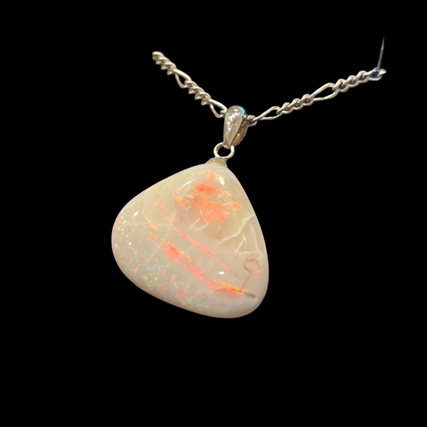 Australian White Opal Pendant Offset Triangle