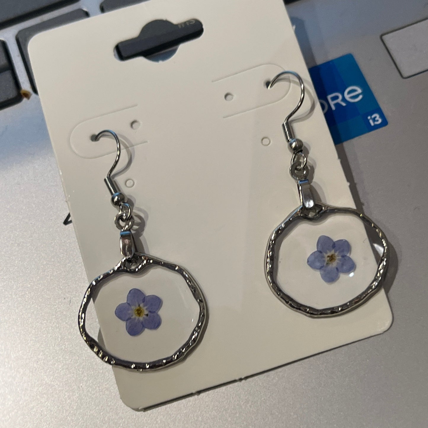 Forget-Me-Not Earrings - Small Silver Long Dangle