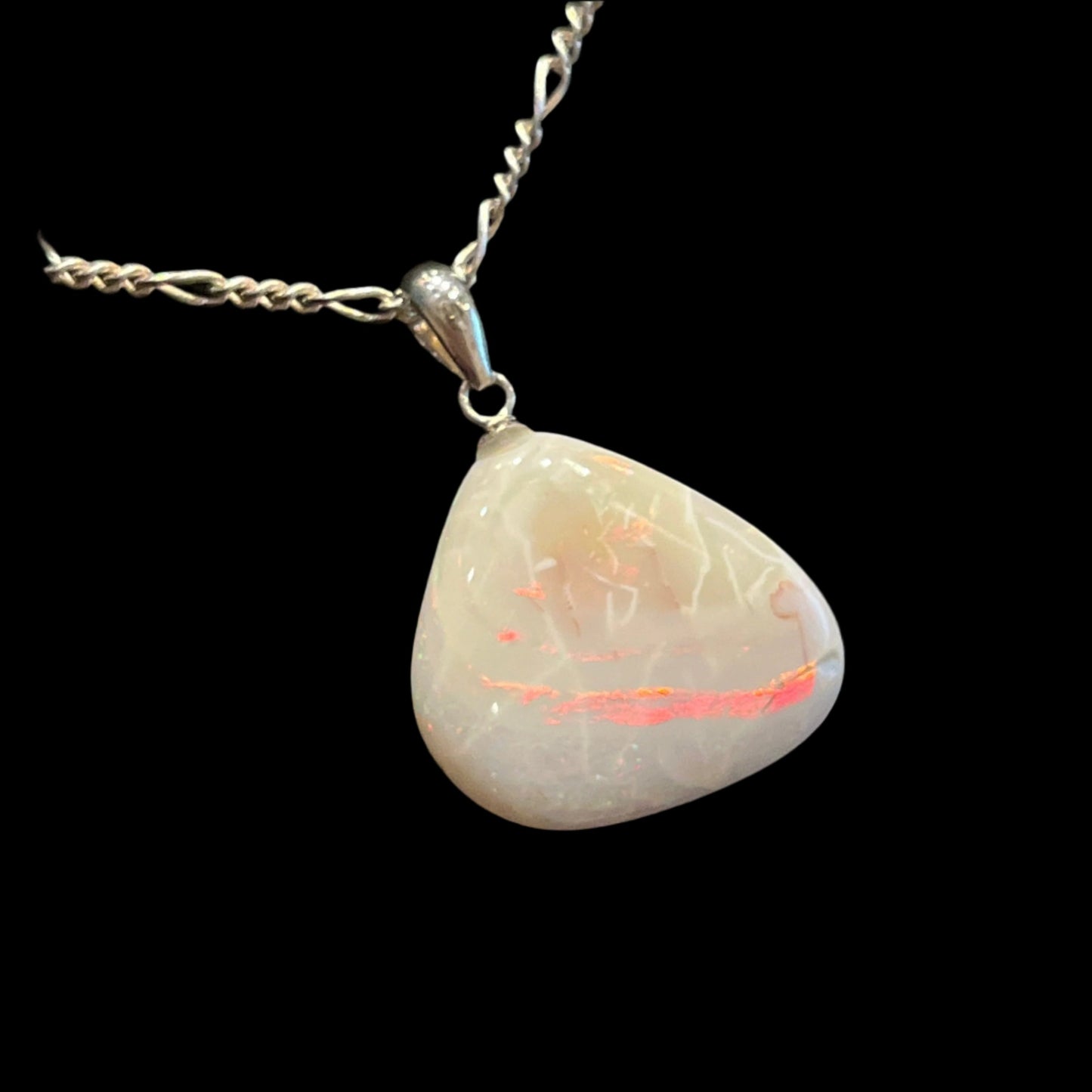 Australian White Opal Pendant Offset Triangle