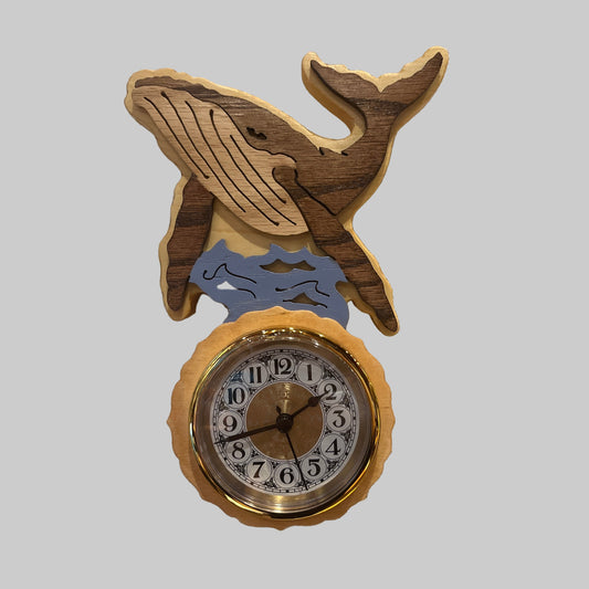Humpback whale pendulum clock. Made in Alaska