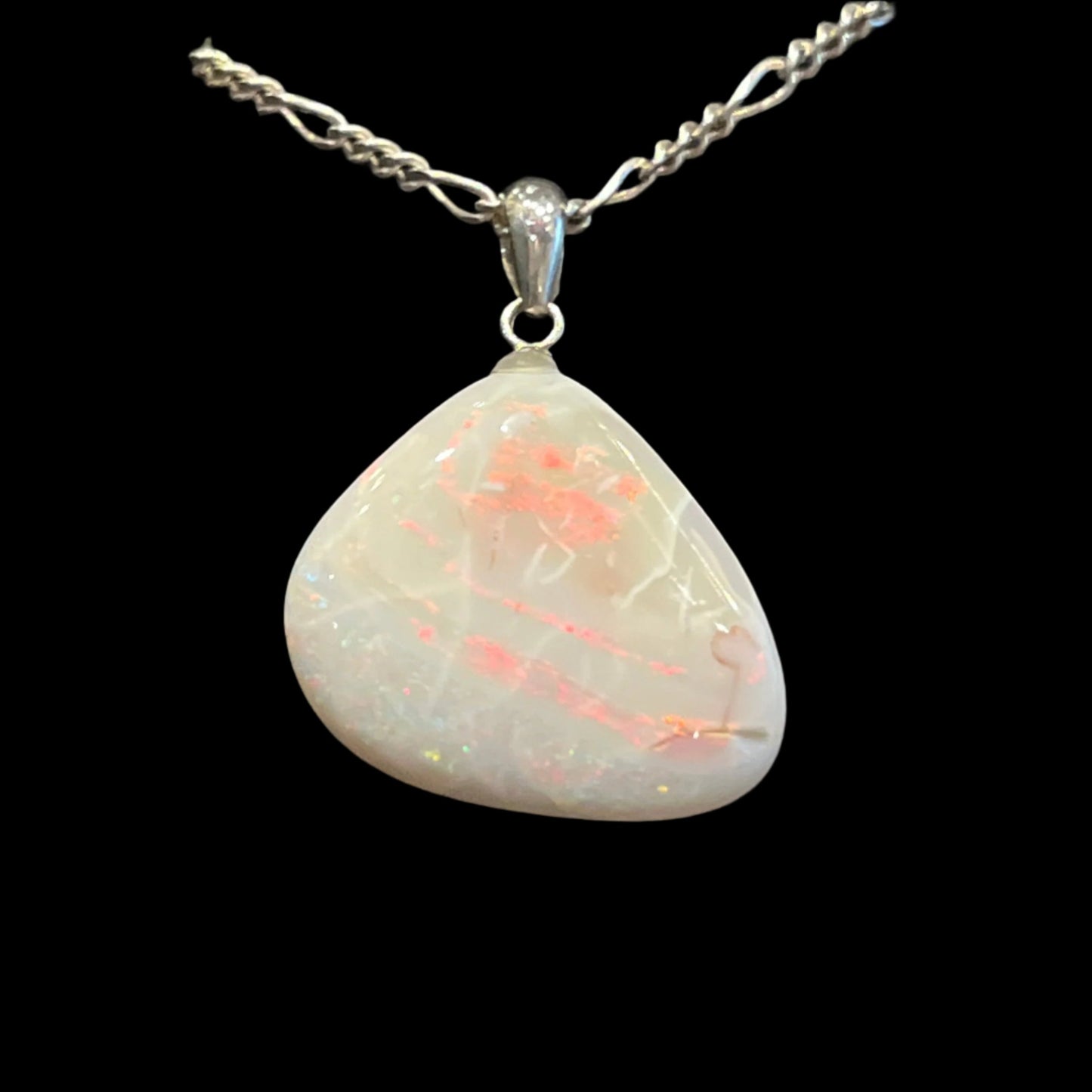 Australian White Opal Pendant Offset Triangle
