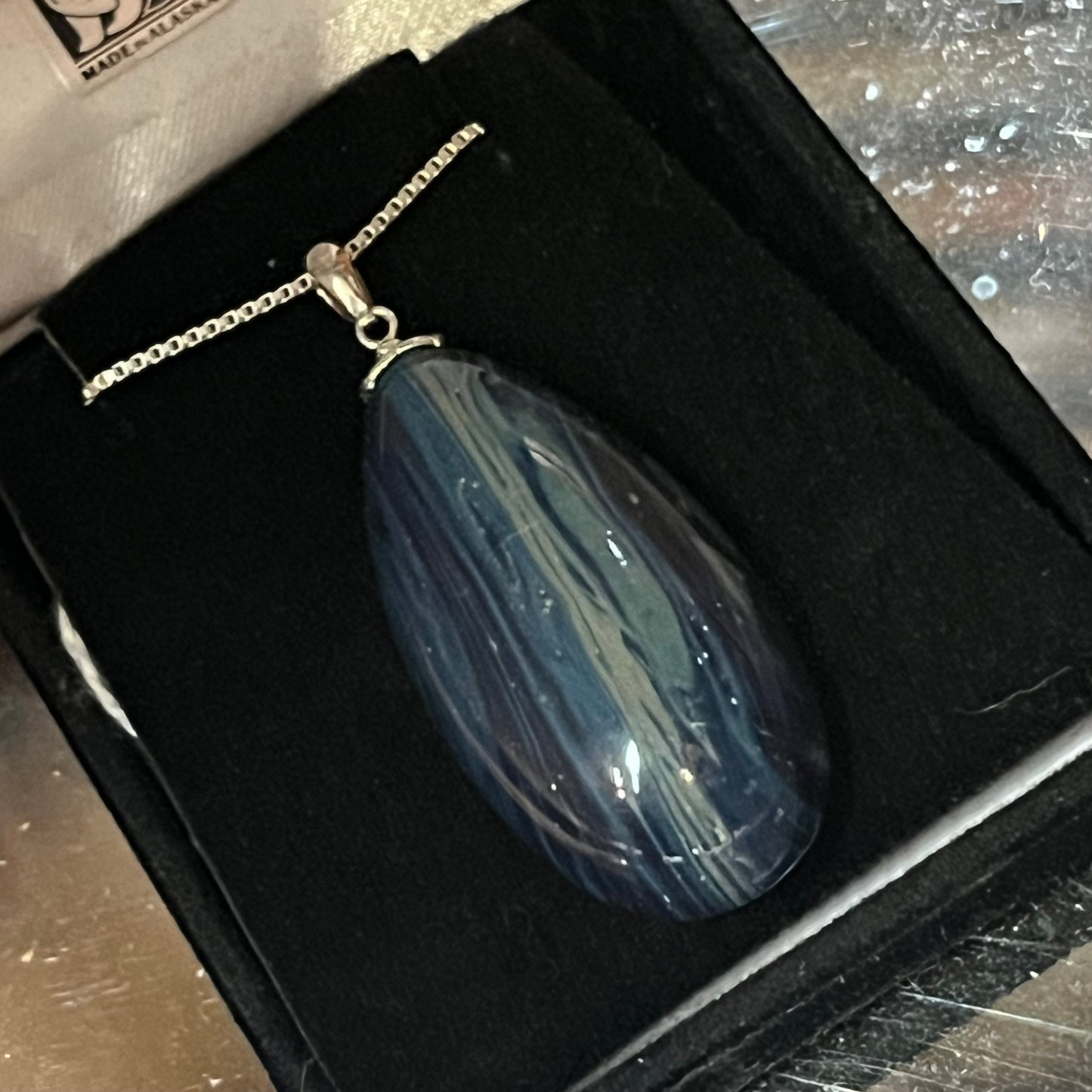 Blue Copper Slag Pendant