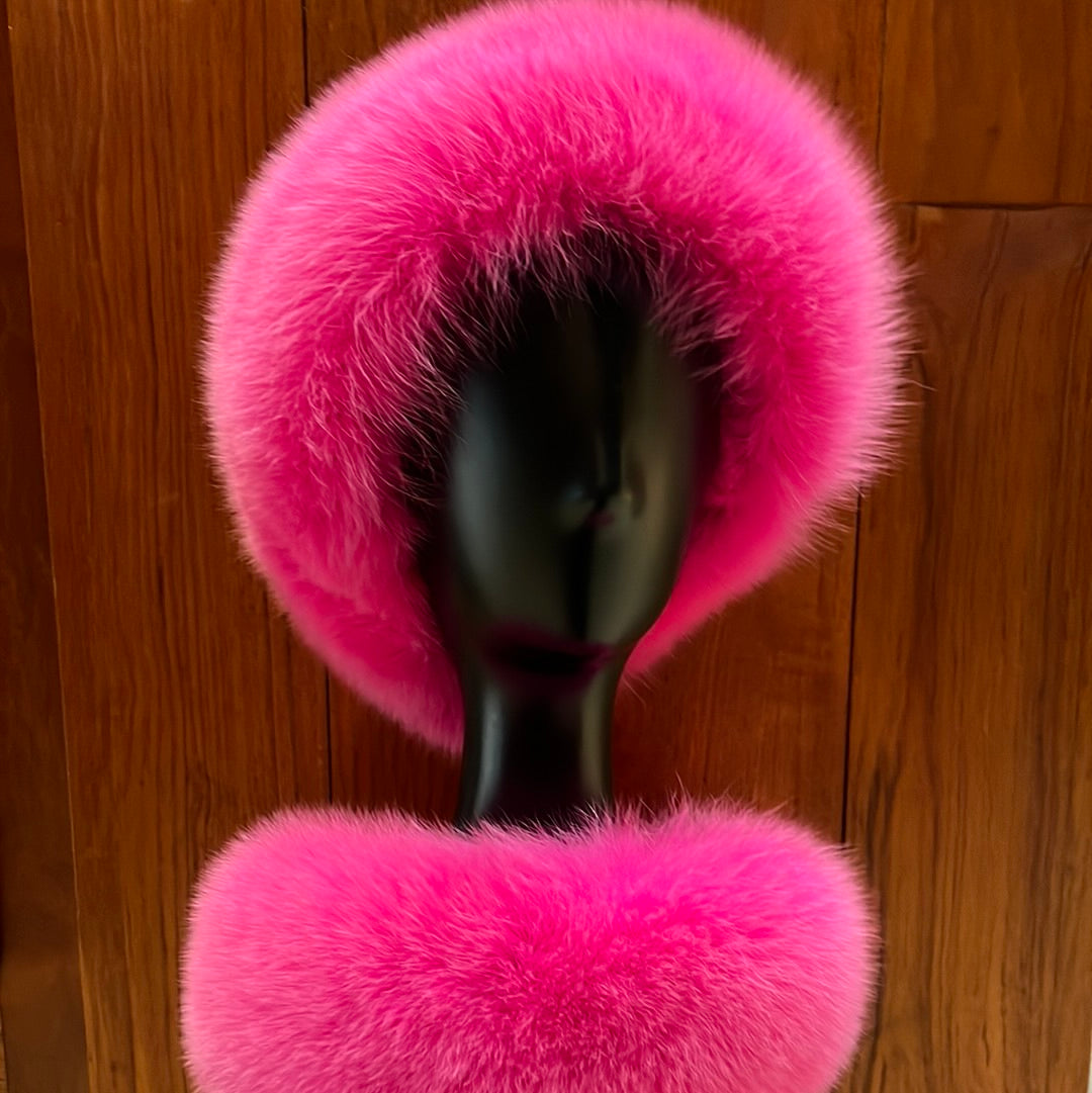 Dyed Pink Blue Fox Headband
