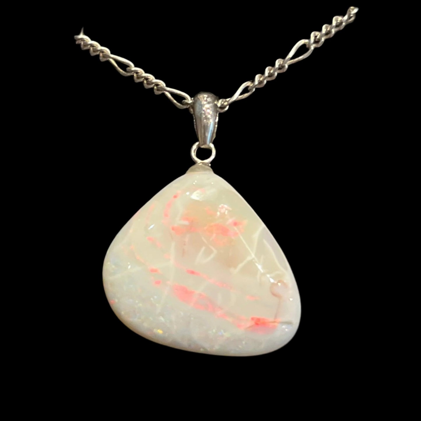 Australian White Opal Pendant Offset Triangle