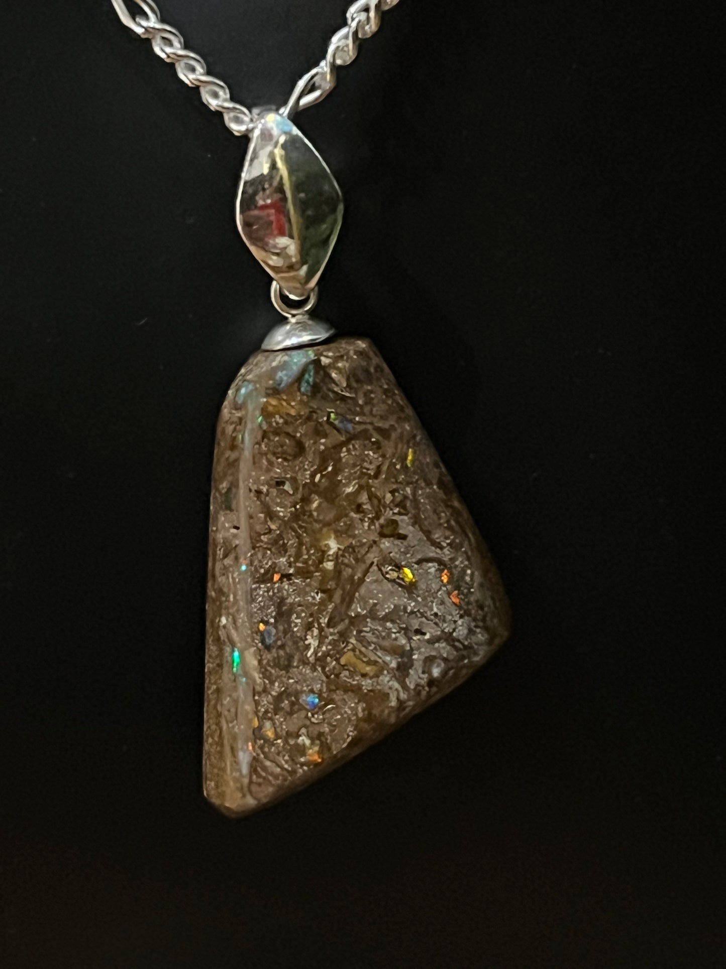 Australian Boulder Opal Pendant (Hard Slant)