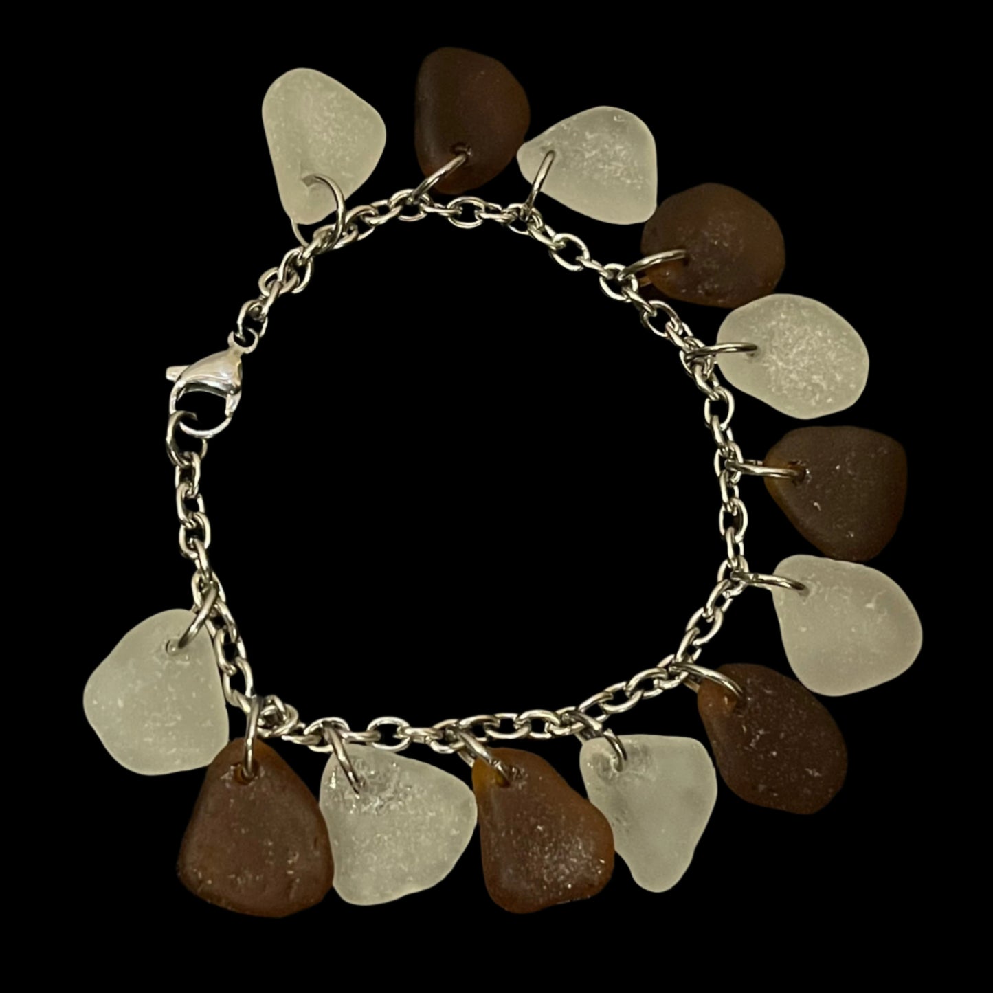 Sea Glass Bracelet (brown/white)