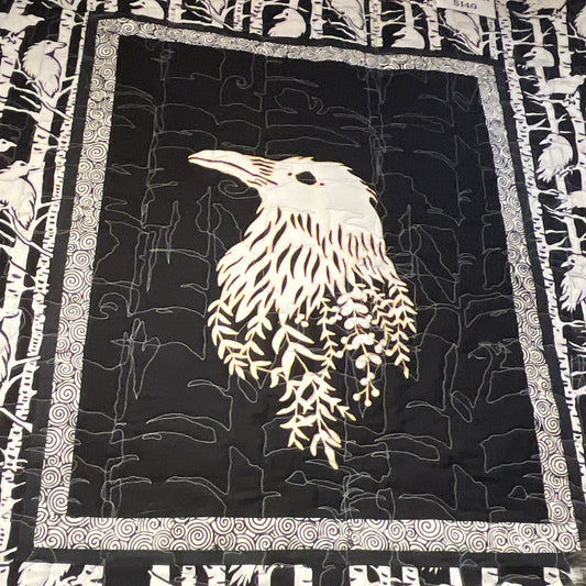 White Raven wall quilt