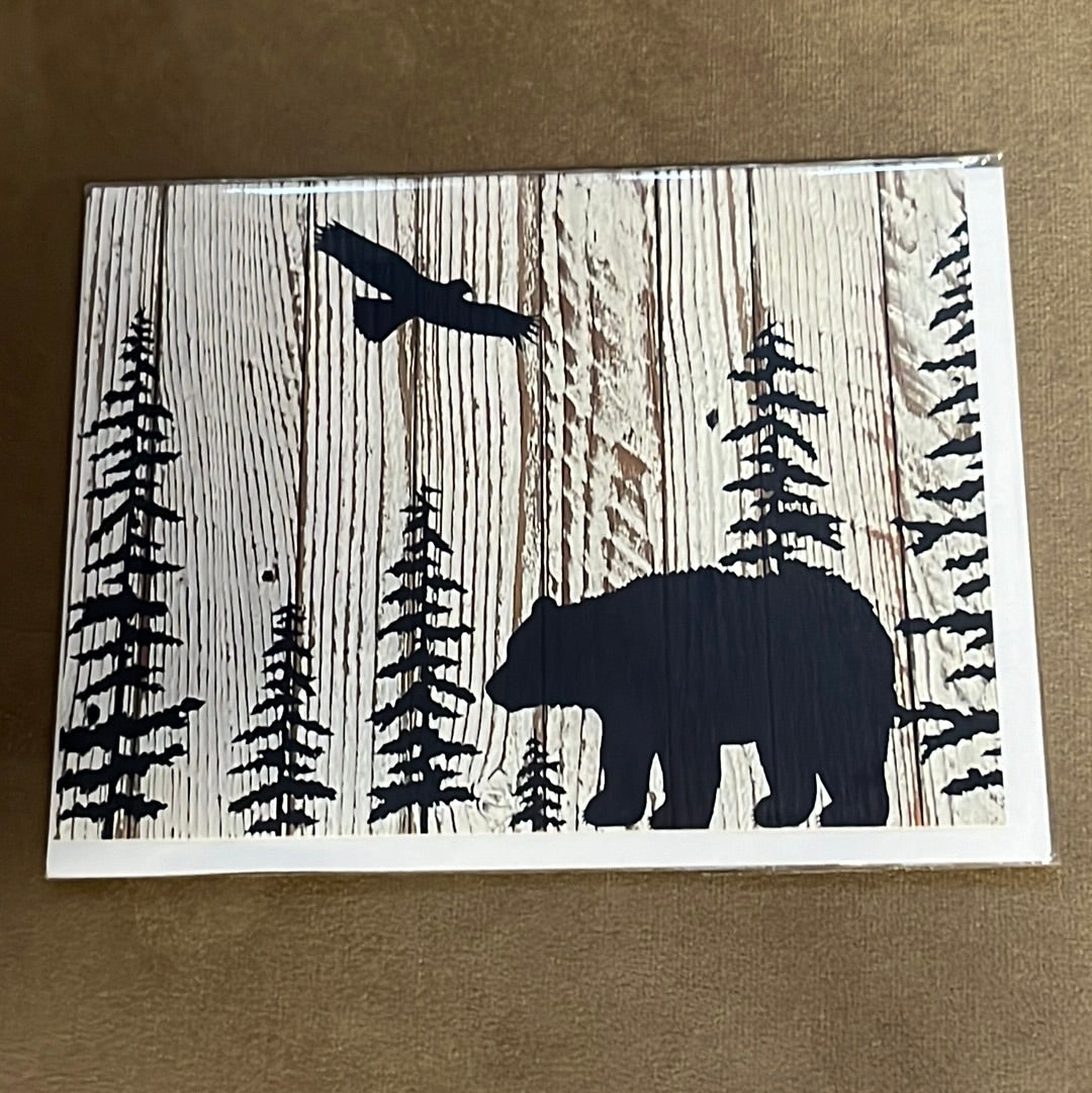 Blank Bear Eagle greeting card with envelope, by Leftover Treasure