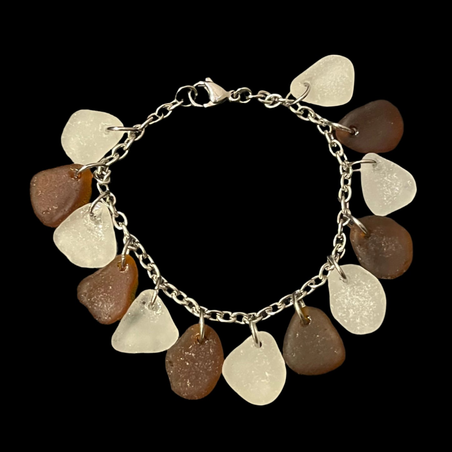 Sea Glass Bracelet (brown/white)