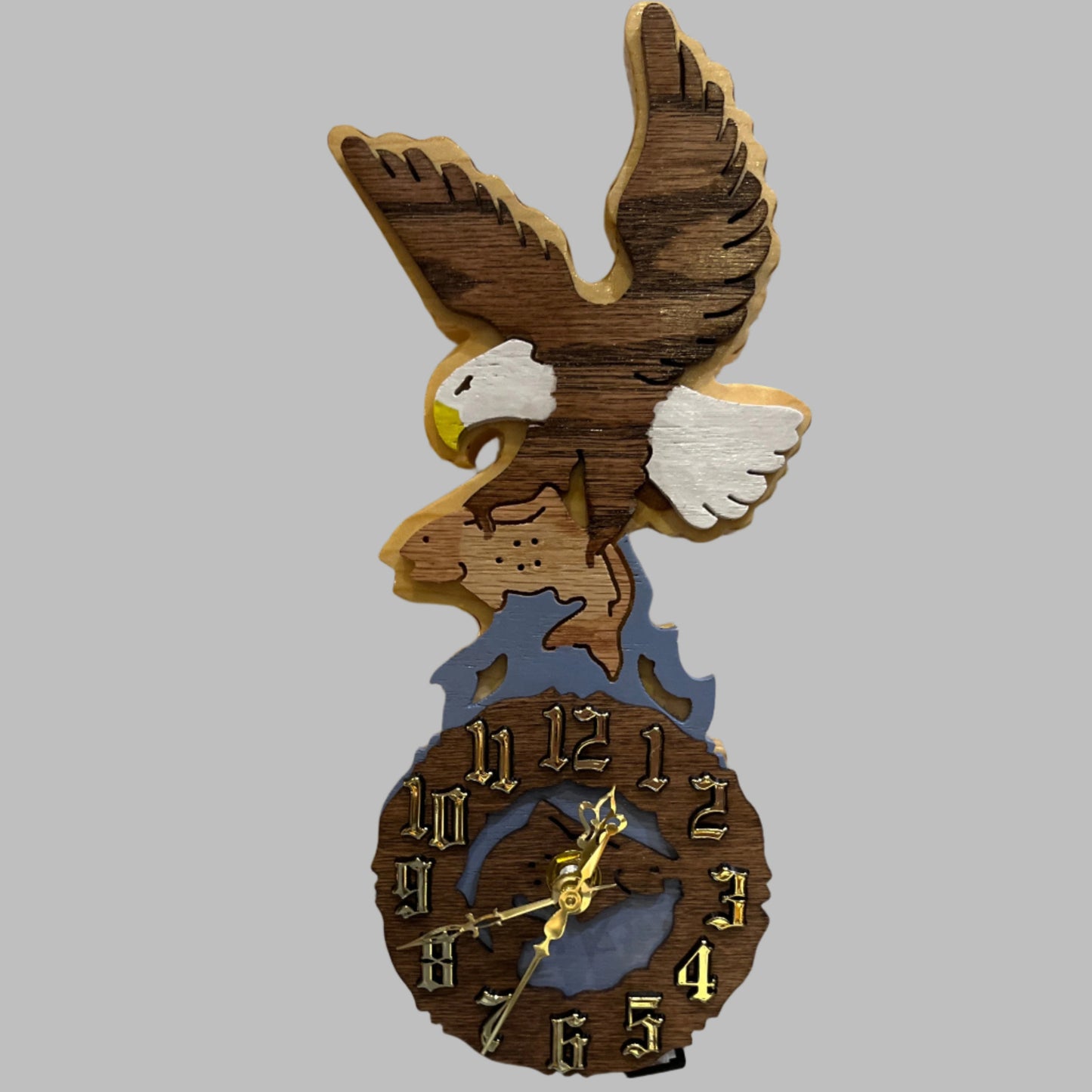 Handmade eagle clock, made in Alaska