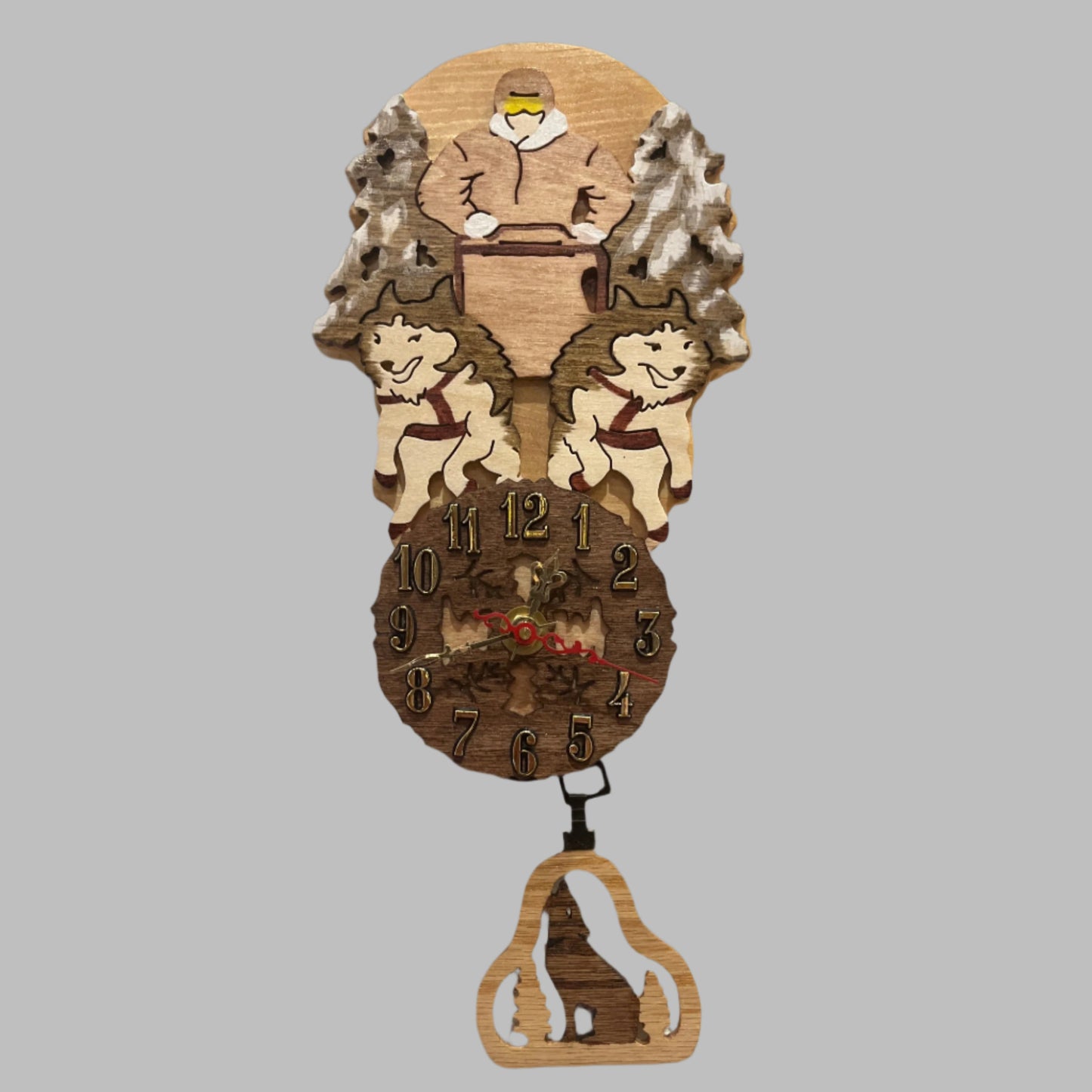 Dog musher clock, made in Alaska