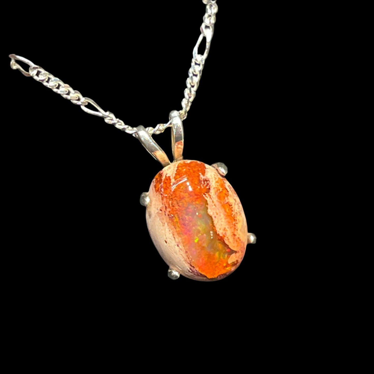 Mexican Orange Opal pendant on sterling silver.