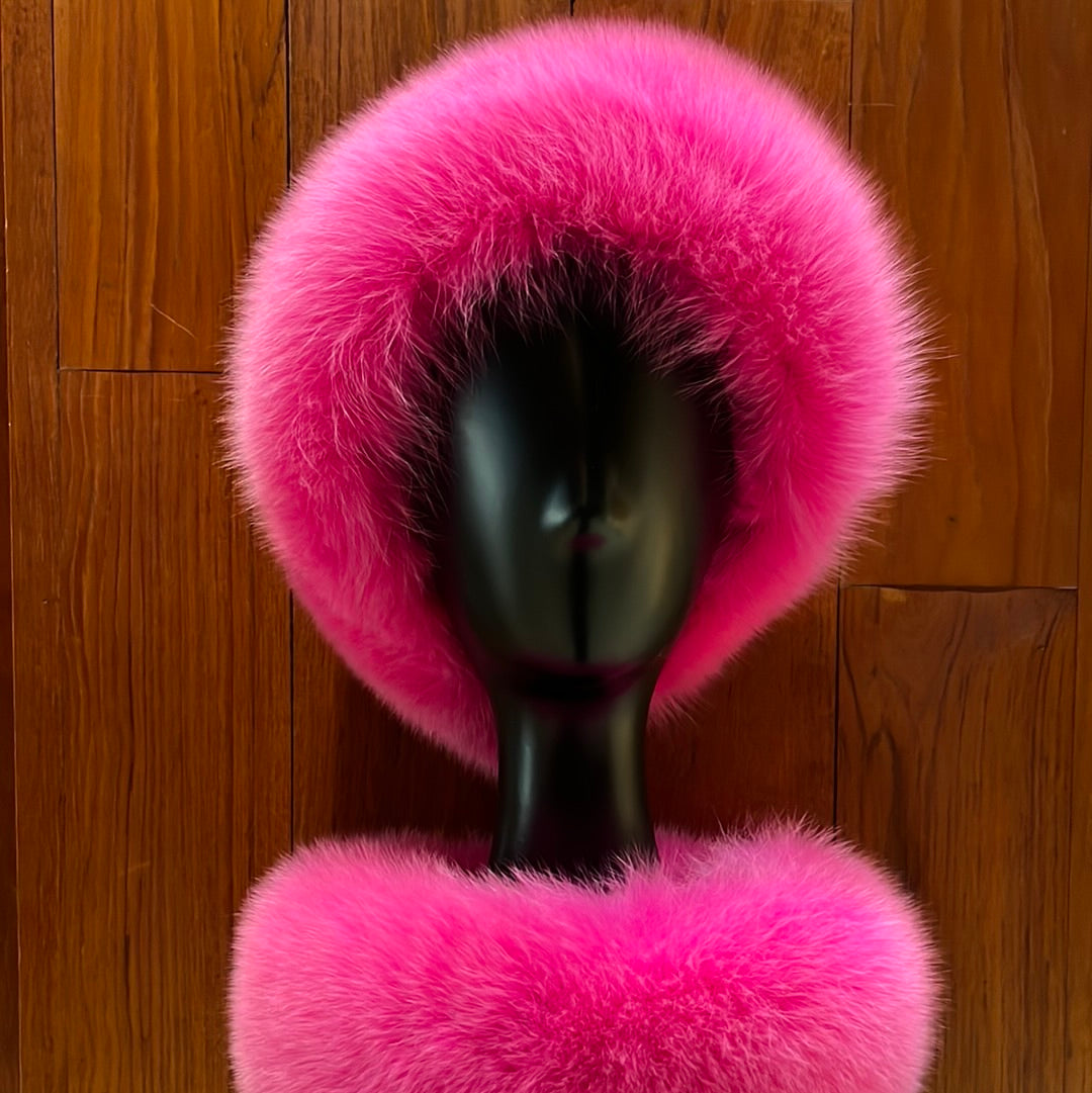 Dyed Pink Blue Fox Headband