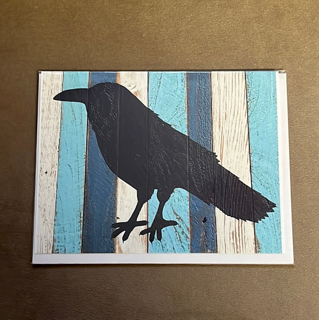 Blank Raven greeting card with envelope, by Leftover Treasure