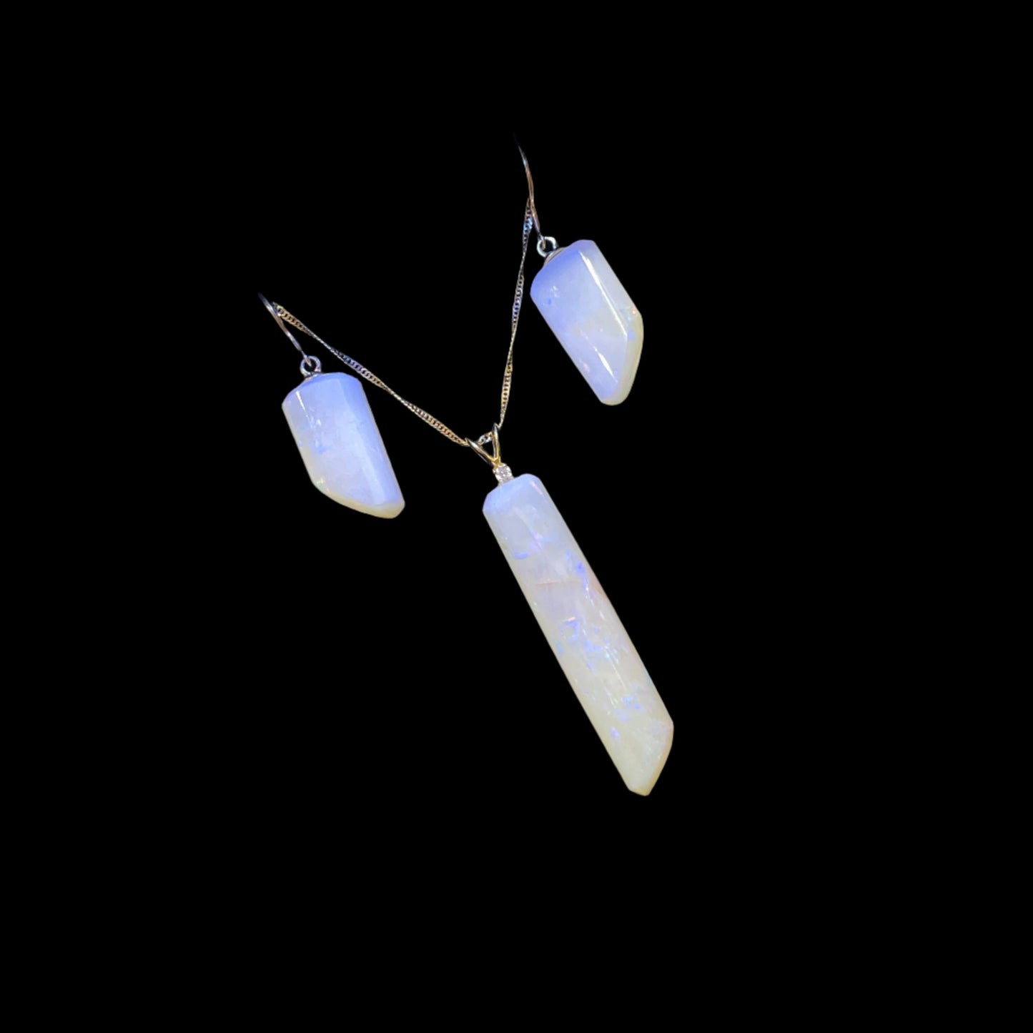 Australian White Opal Set in Yellow Gold