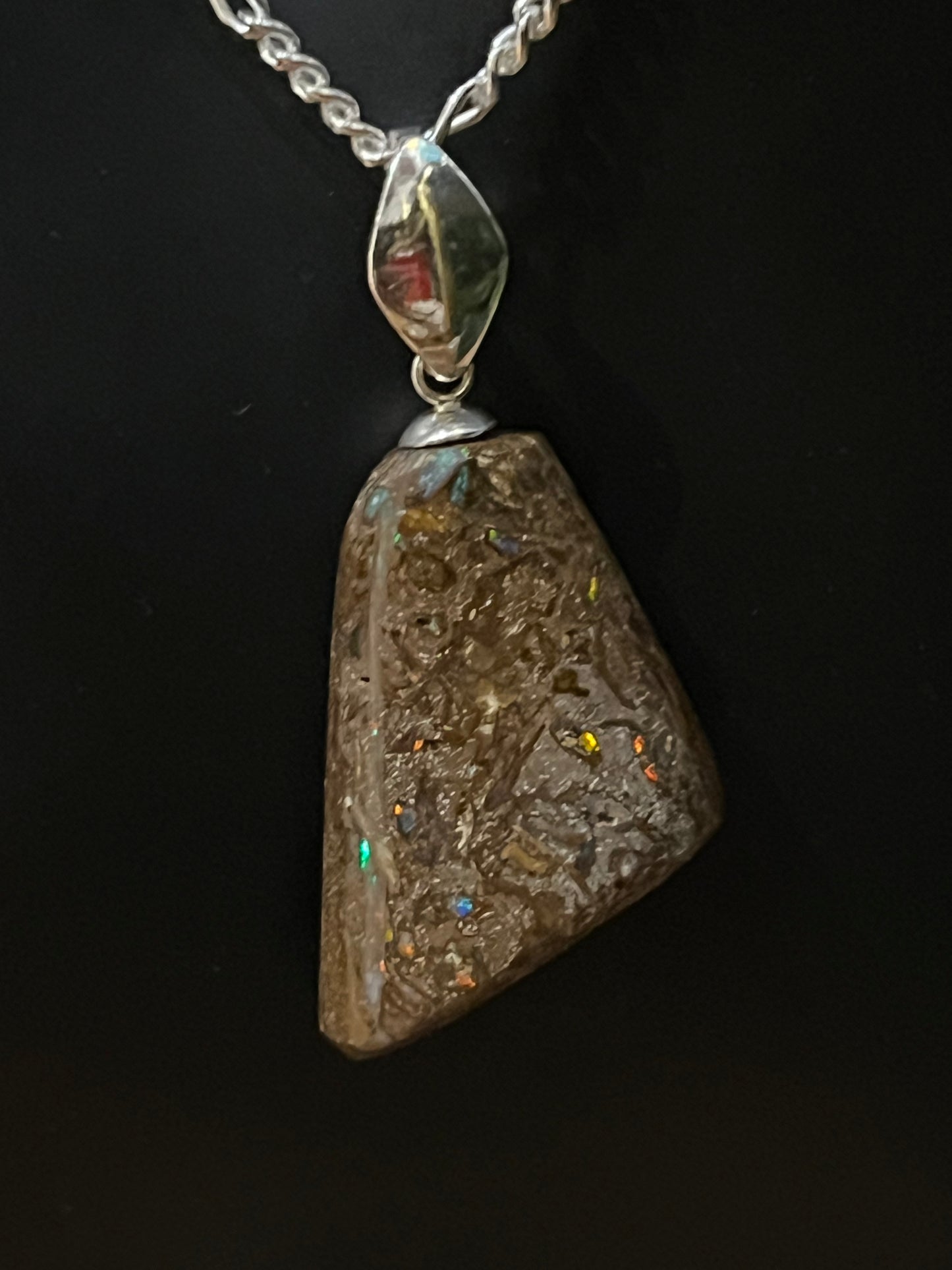 Australian Boulder Opal Pendant (Hard Slant)