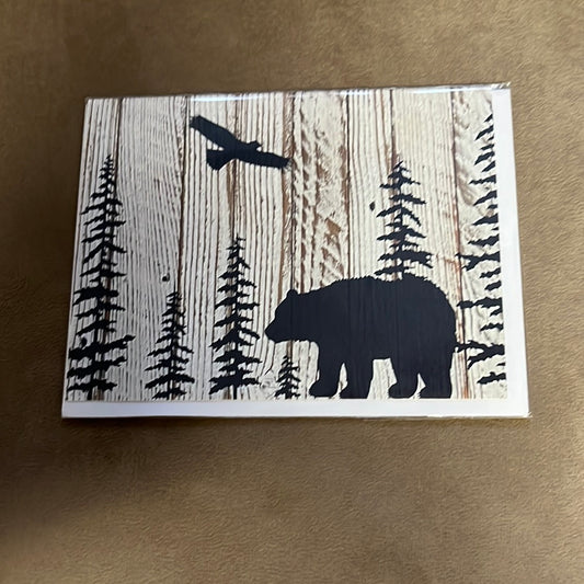 Blank Bear & Eagle greeting card with envelope, by Leftover Treasure