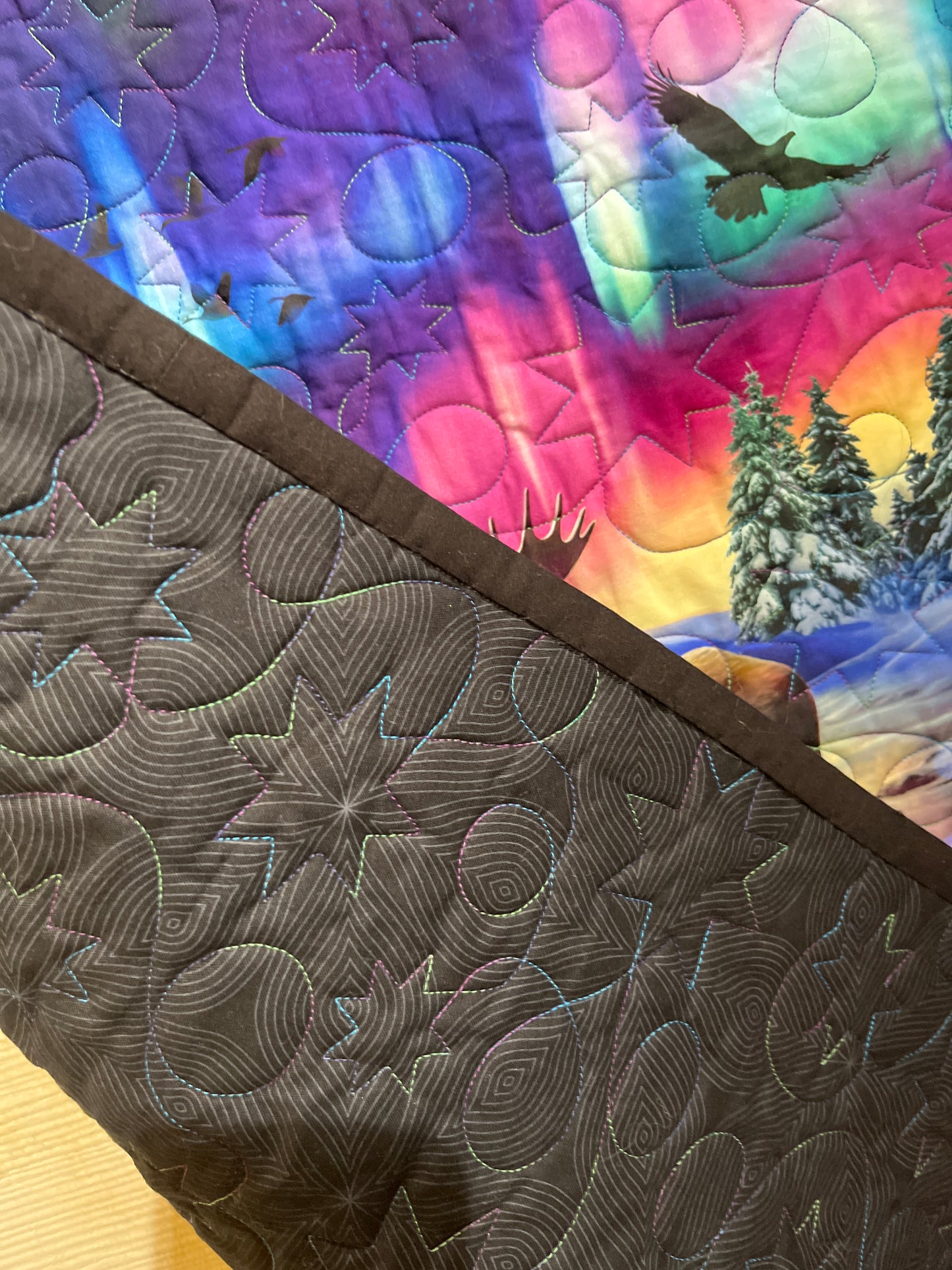 Northern Lights Moose Decorative Quilt