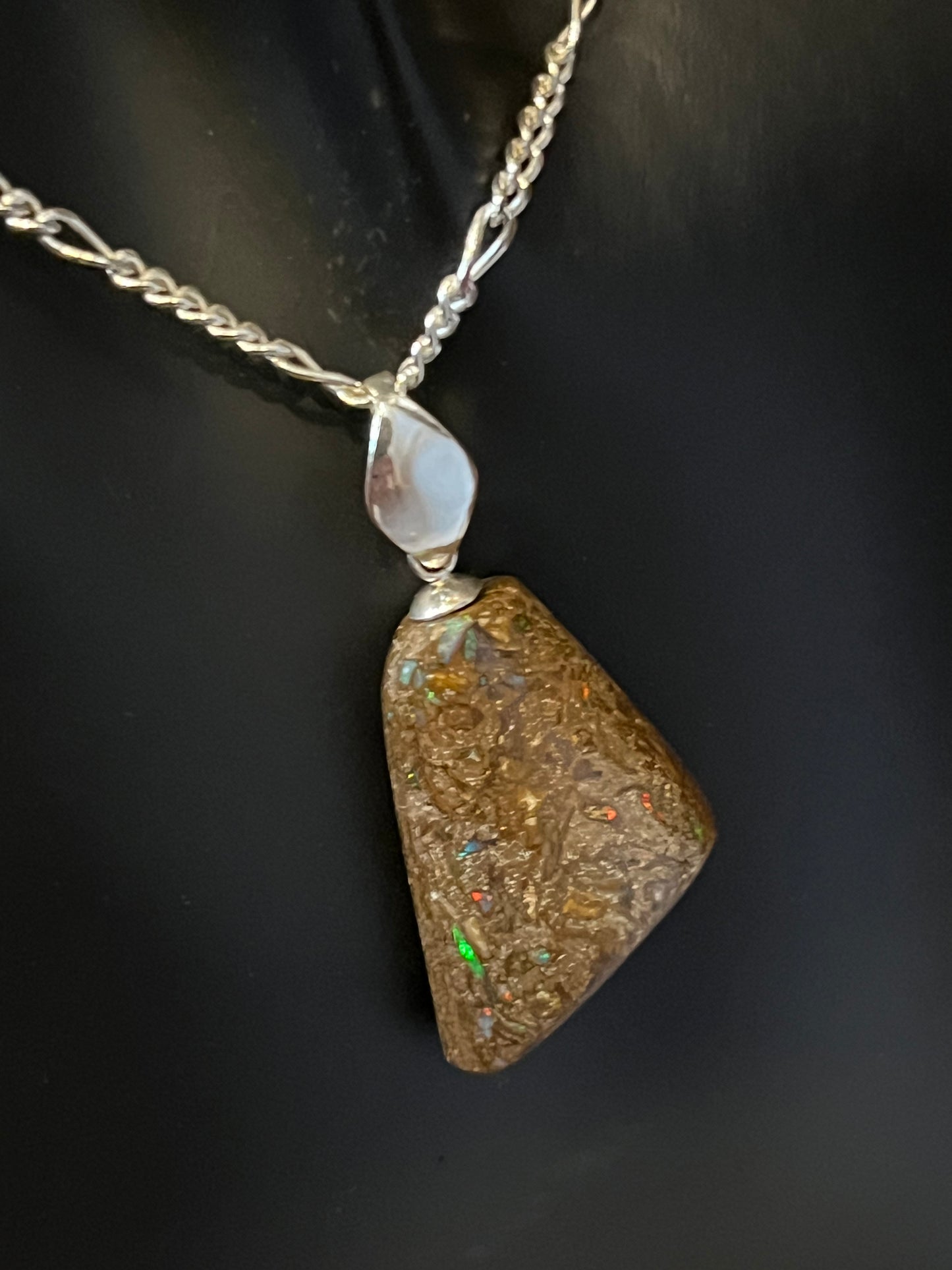 Australian Boulder Opal Pendant (Hard Slant)