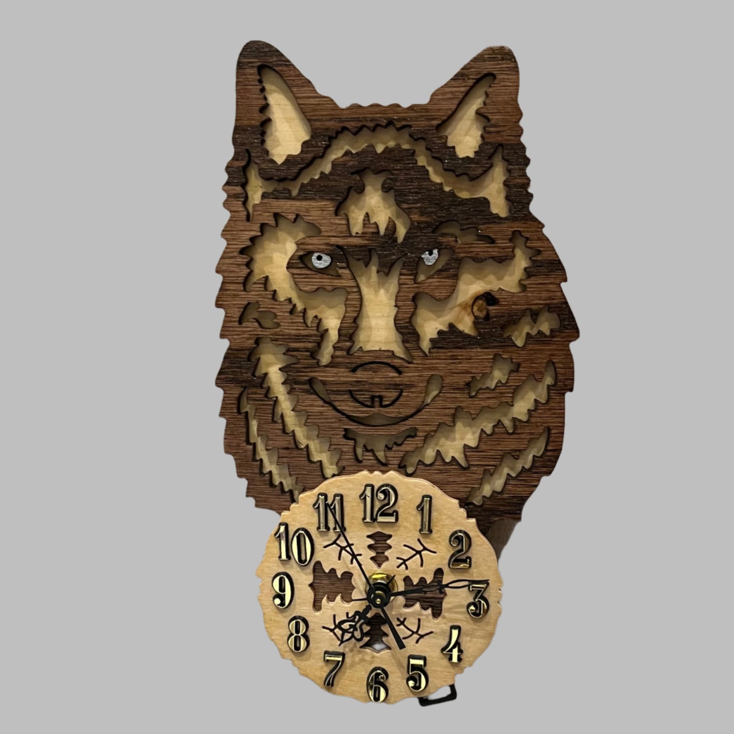 Wolf clock, made in Alaska