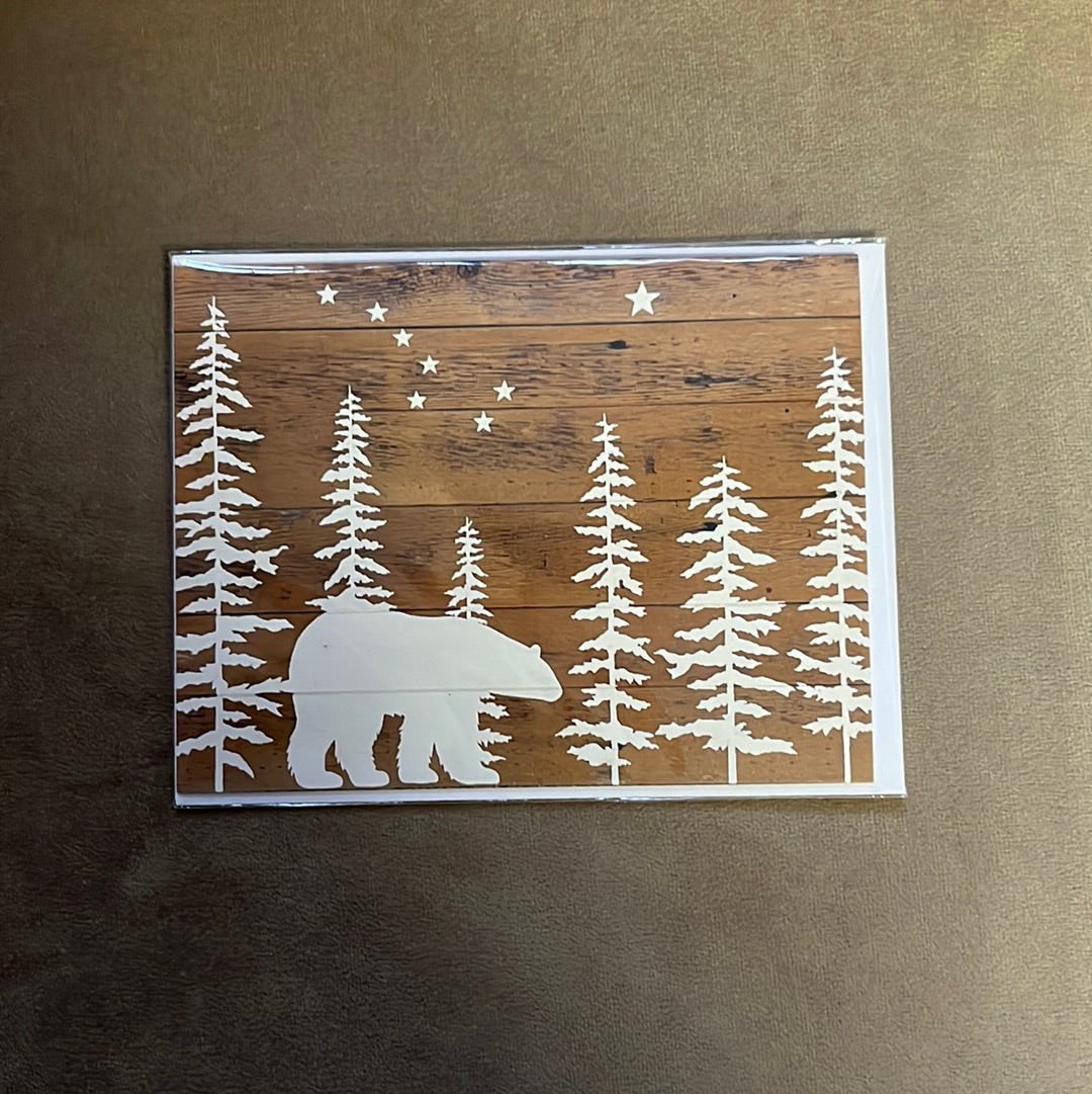 Blank Polar & Bear Stars greeting card with envelope, by Leftover Treasure