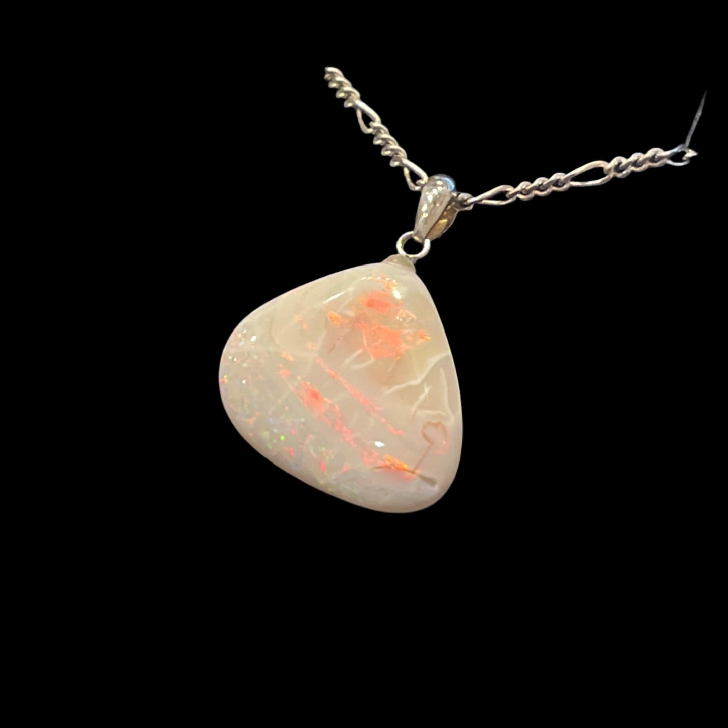 Australian White Opal Pendant Offset Triangle