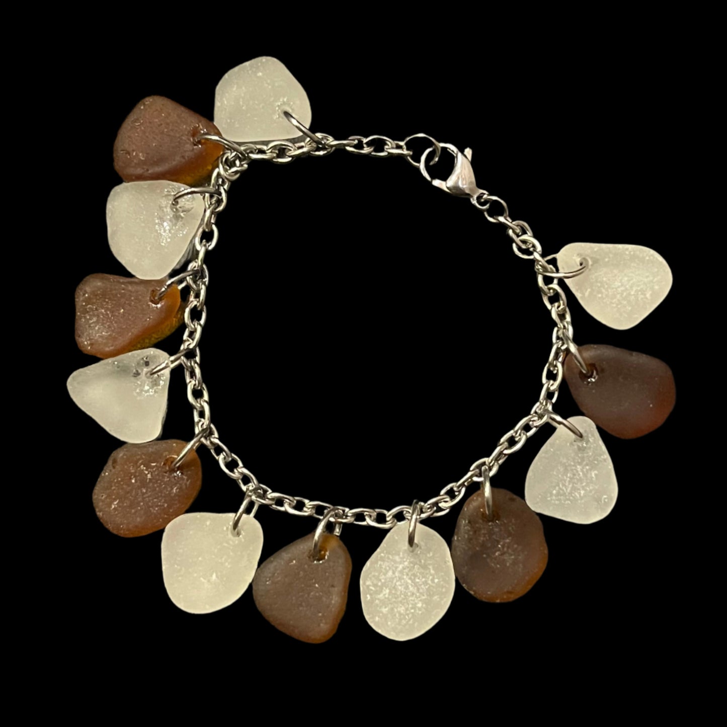 Sea Glass Bracelet (brown/white)