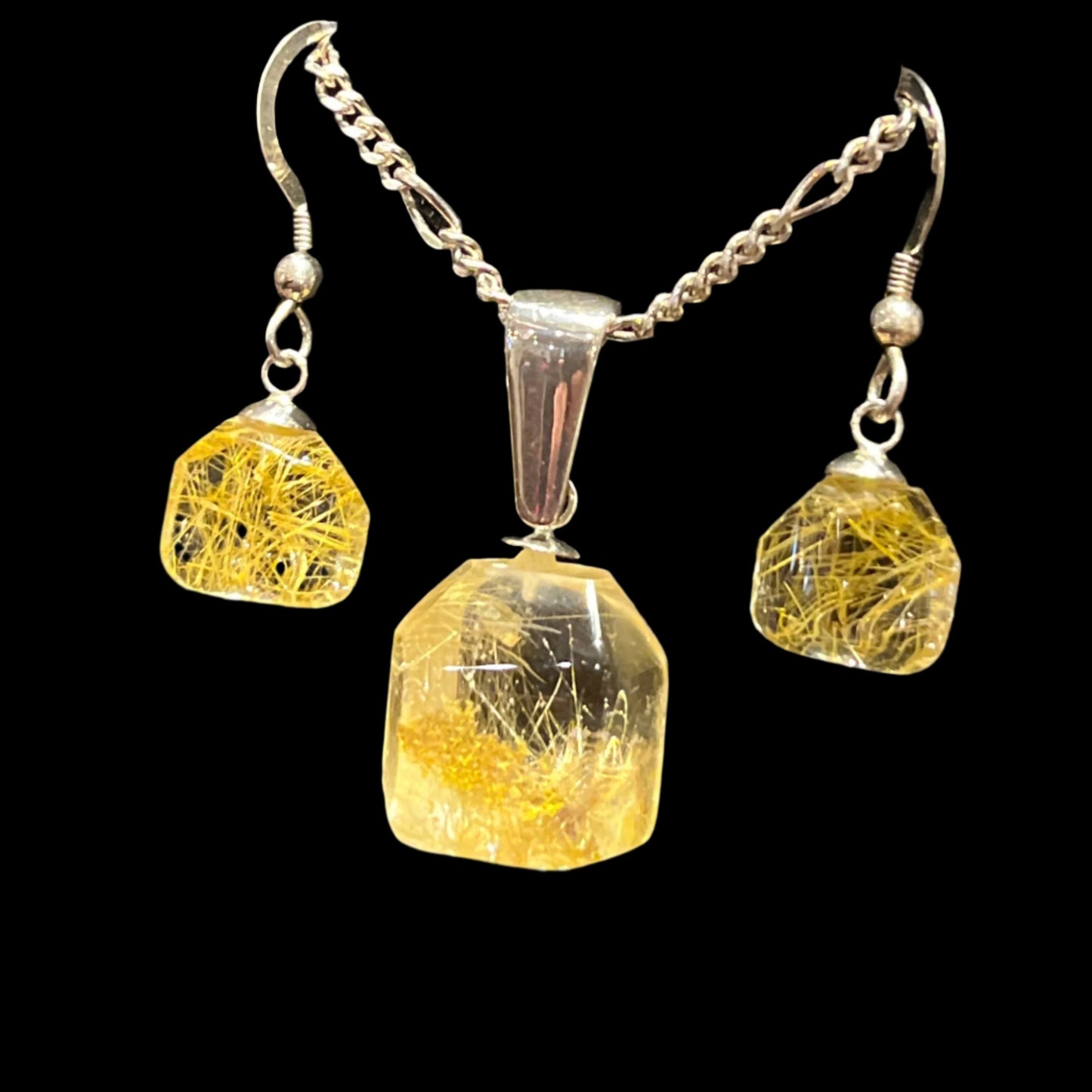 Rutilated Quartz earring and necklace set