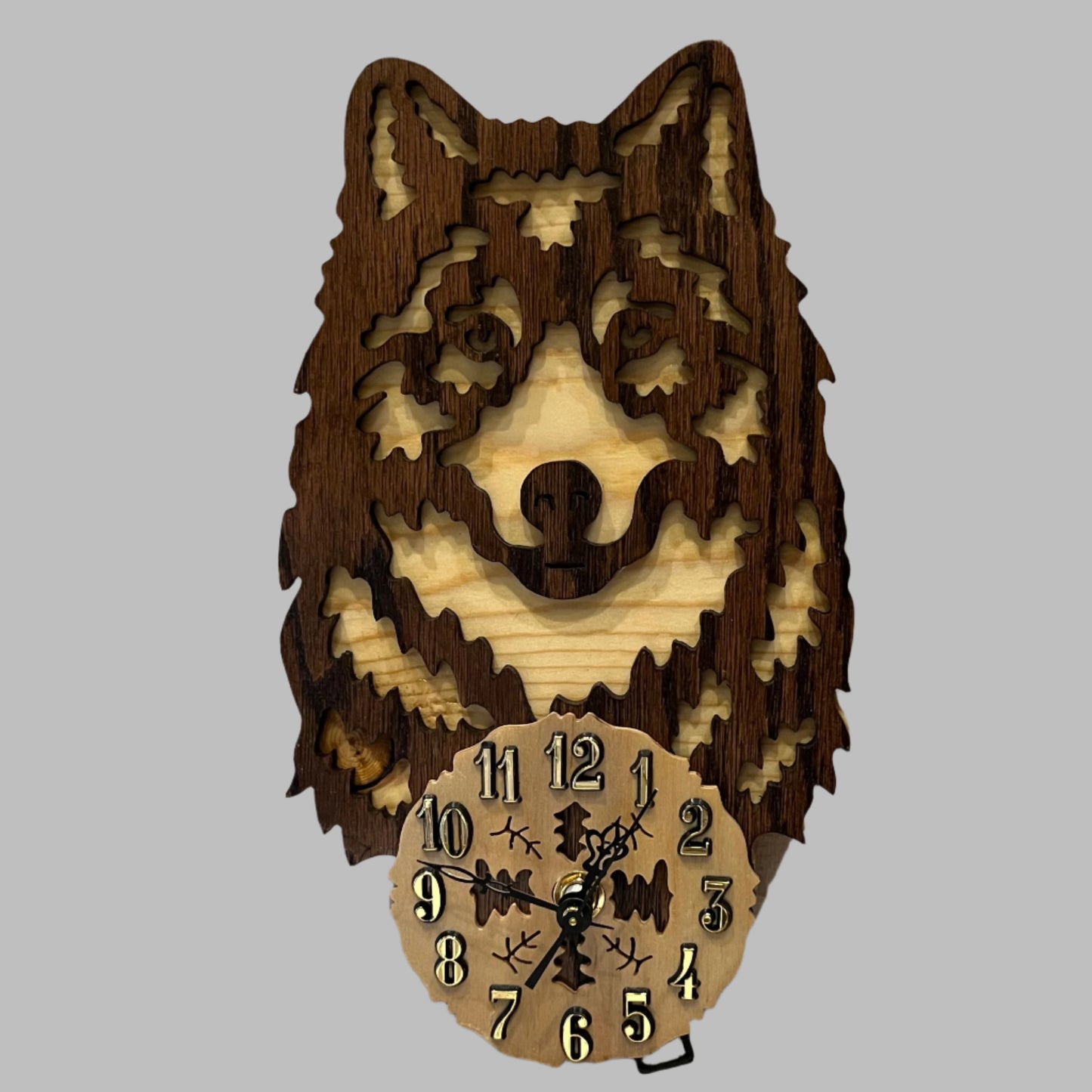 Wolf wall clock, made in Alaska