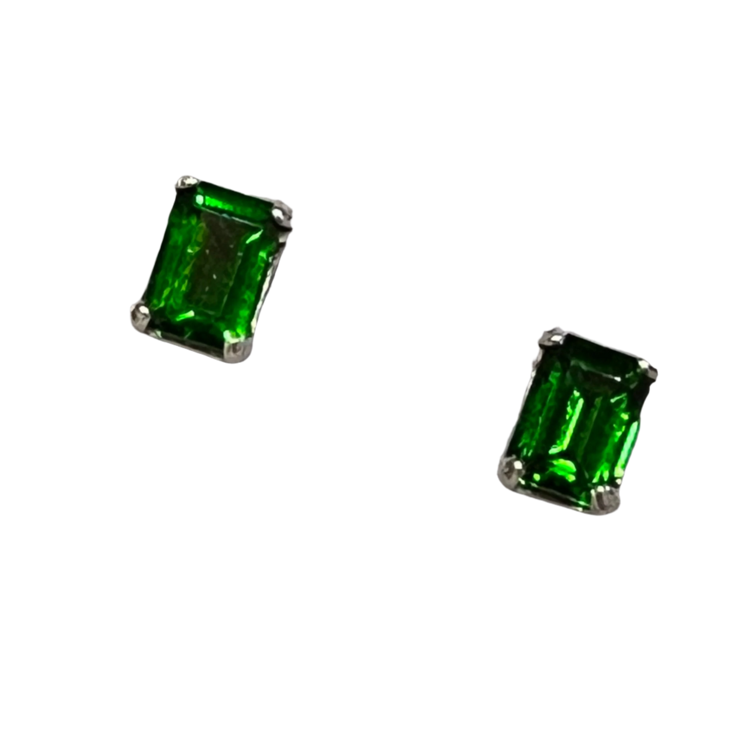 Chrome Diopside Earrings (7x5 Emerald Cut)