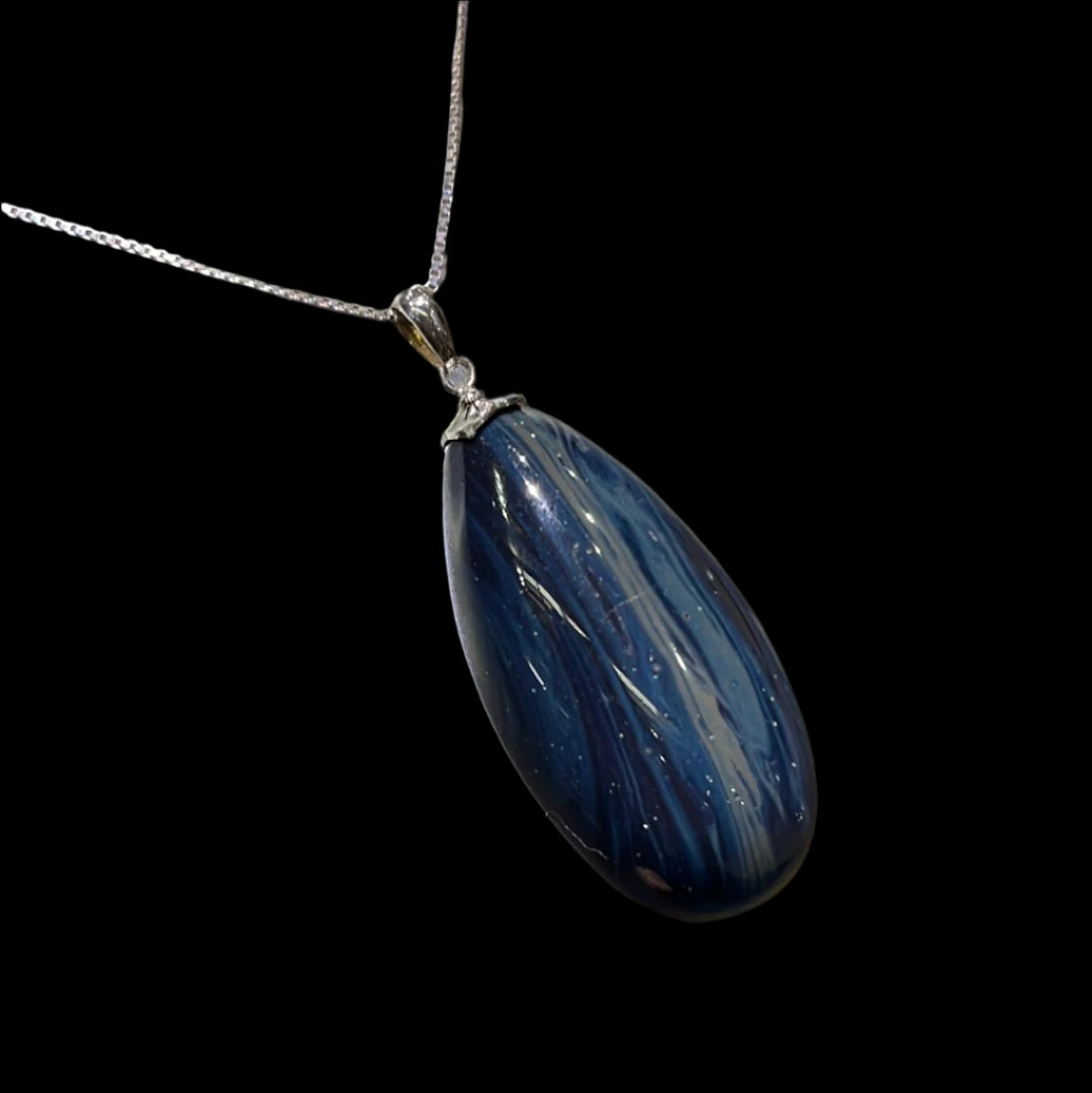 Blue Copper Slag Pendant