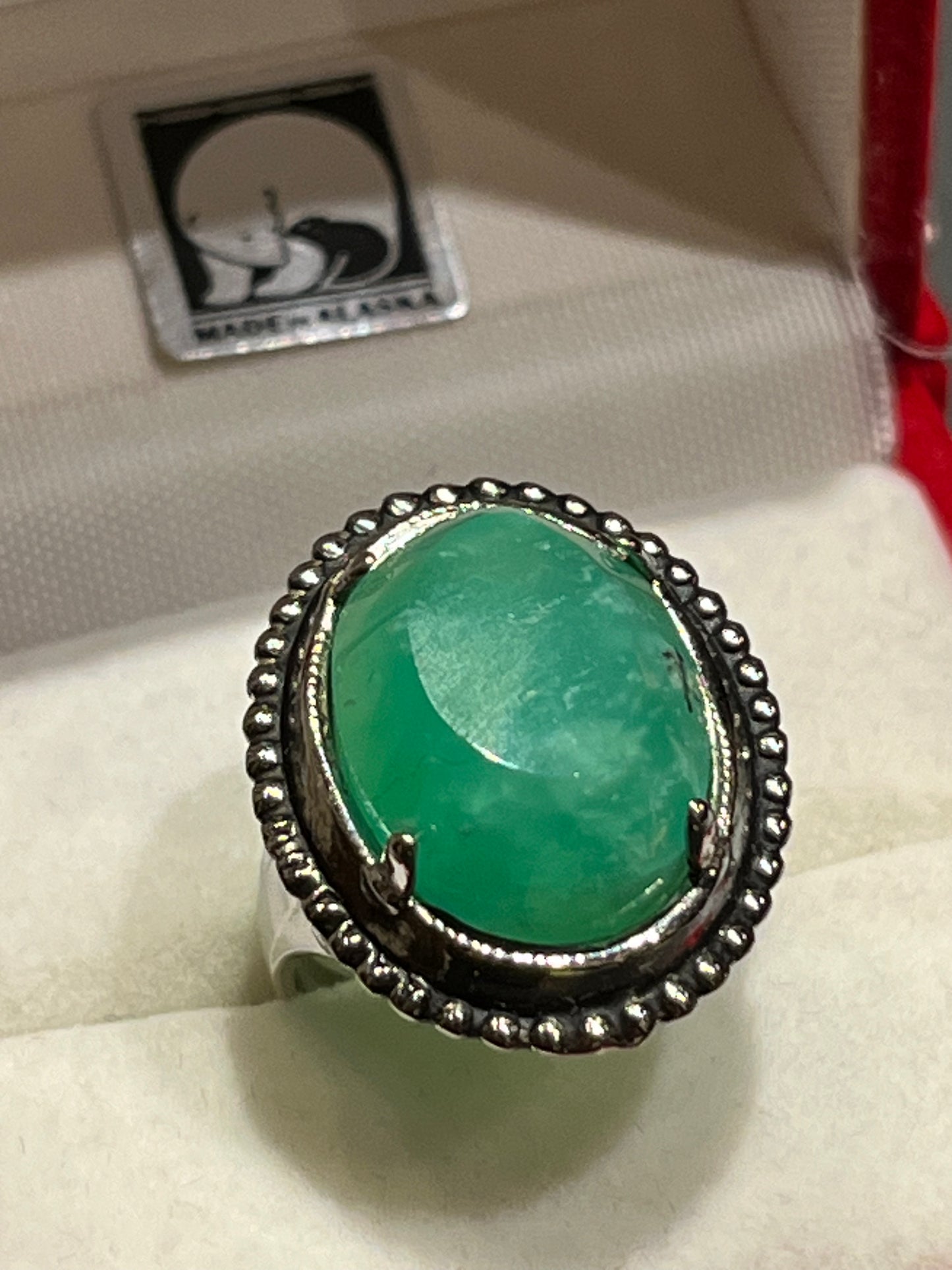 Antique Silver Ring with Chrysoprase