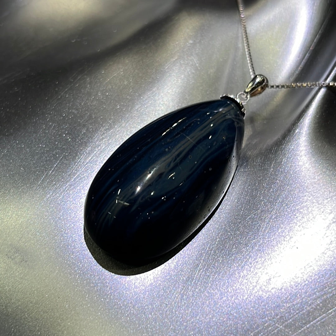 Blue Copper Slag Pendant