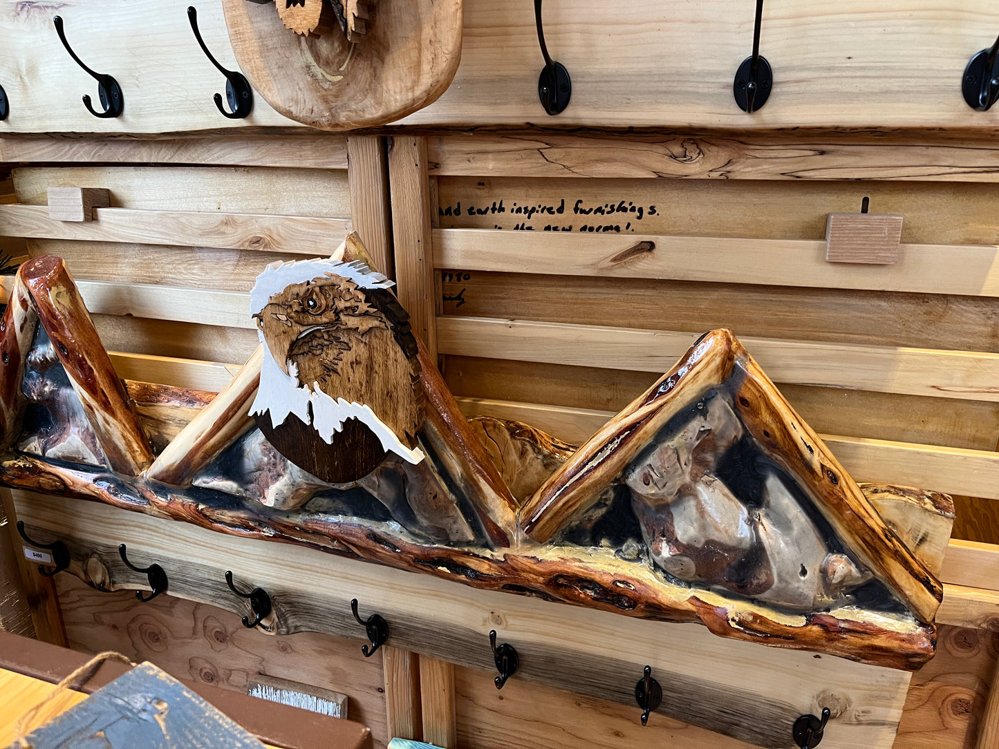 Diamond Willow Coat Racks with Intarsia Animals