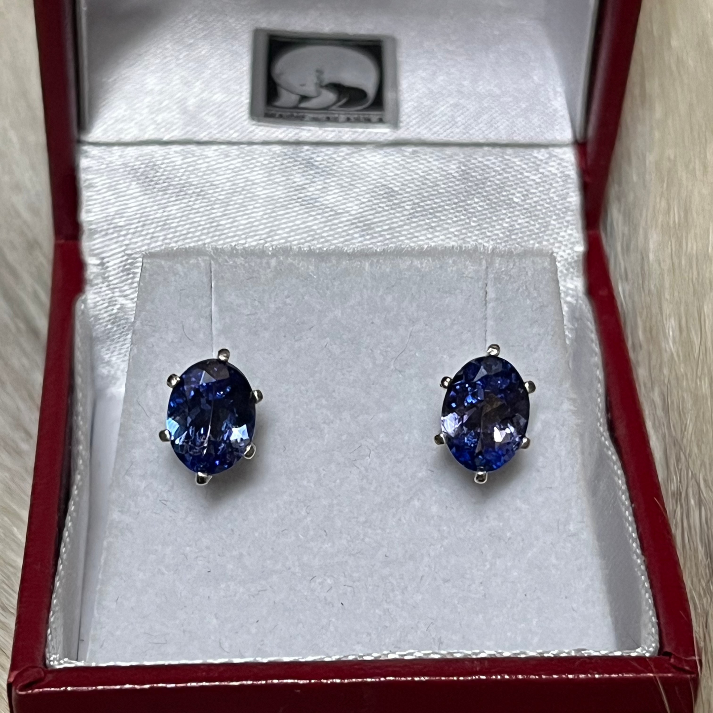 Tanzanite earrings in sterling silver 1.11 & 1.17ct. Authentic native handcraft from Alaska.