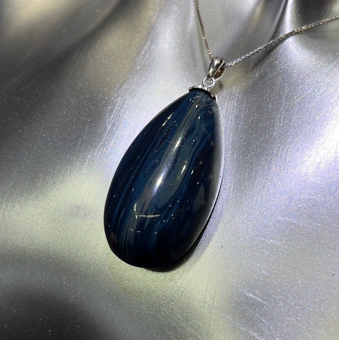 Blue Copper Slag Pendant