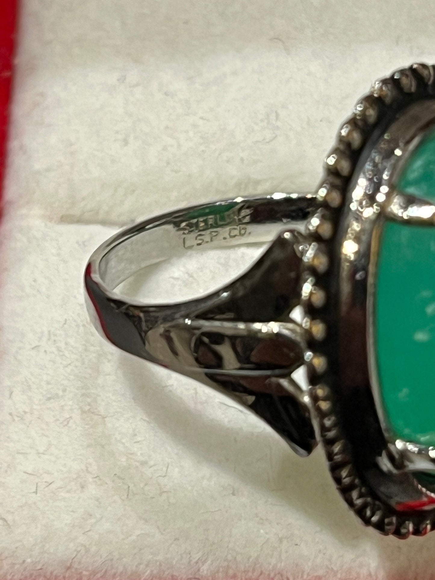 Antique Silver Ring with Chrysoprase