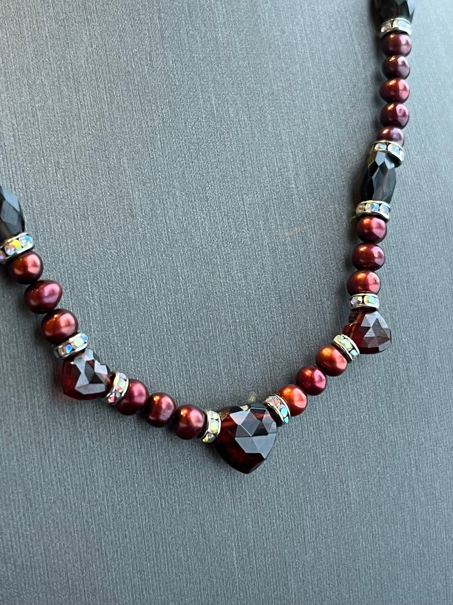 Fancy Garnet and C-grade Pearl Necklace, Arctic Fire Designs
