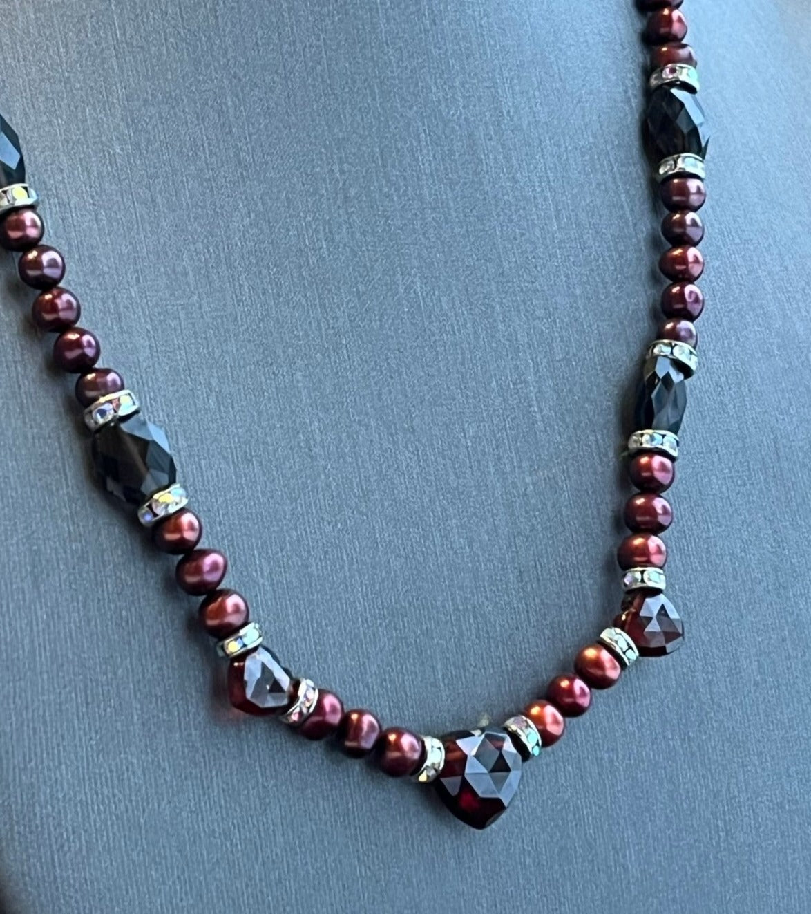 Fancy Garnet and C-grade Pearl Necklace, Arctic Fire Designs