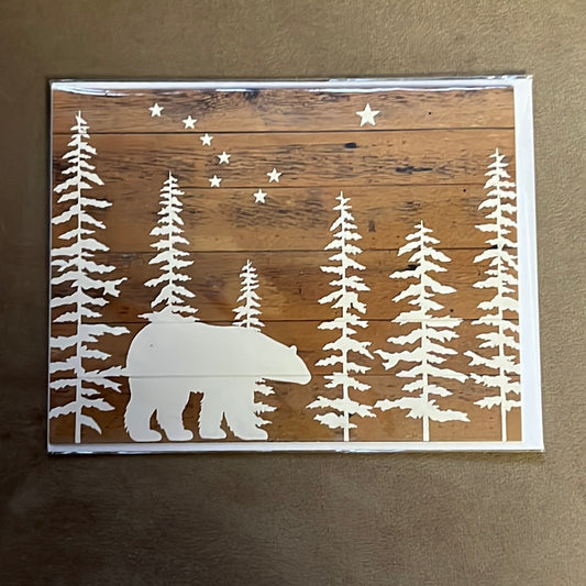 Blank Polar & Bear Stars greeting card with envelope, by Leftover Treasure