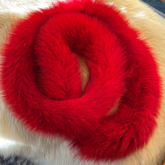 Fox fur Infinity Scarf Fox, dyed red.