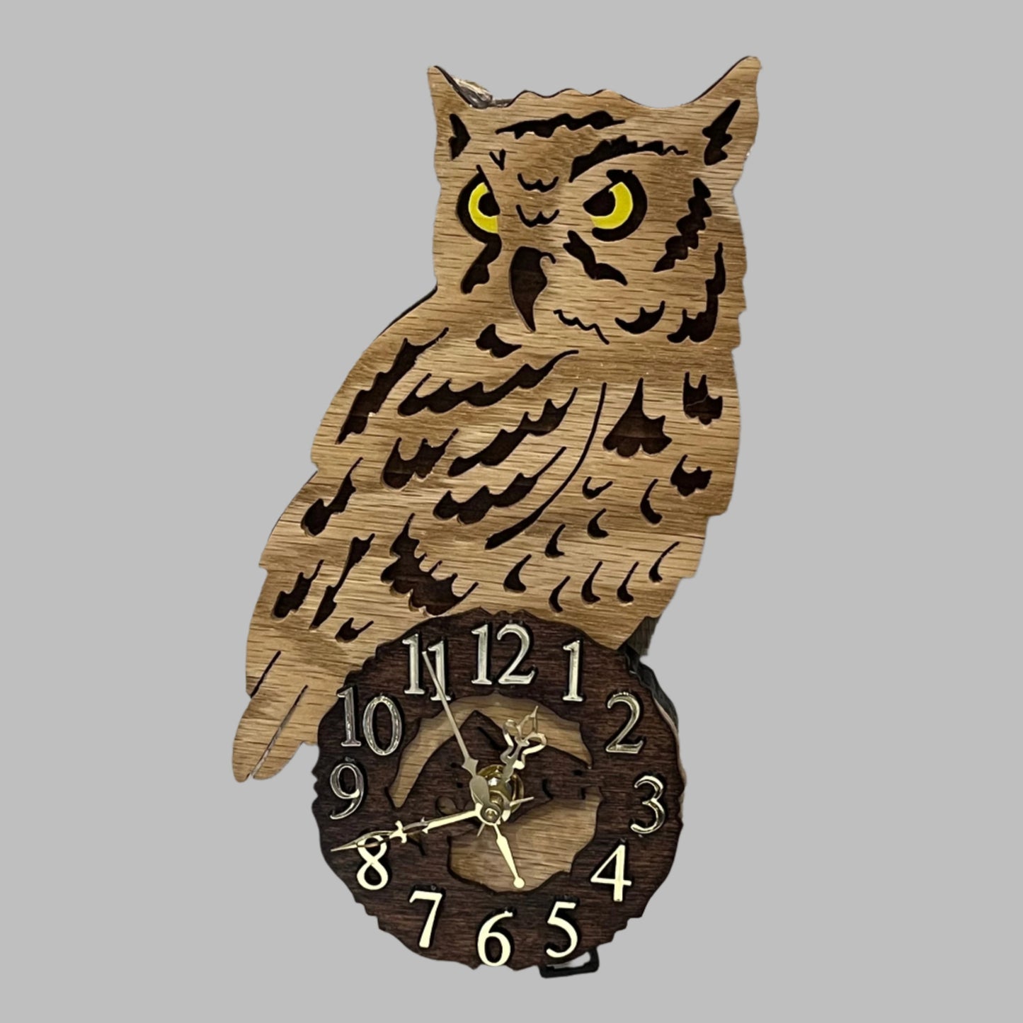 Owl wall clock, made in Alaska