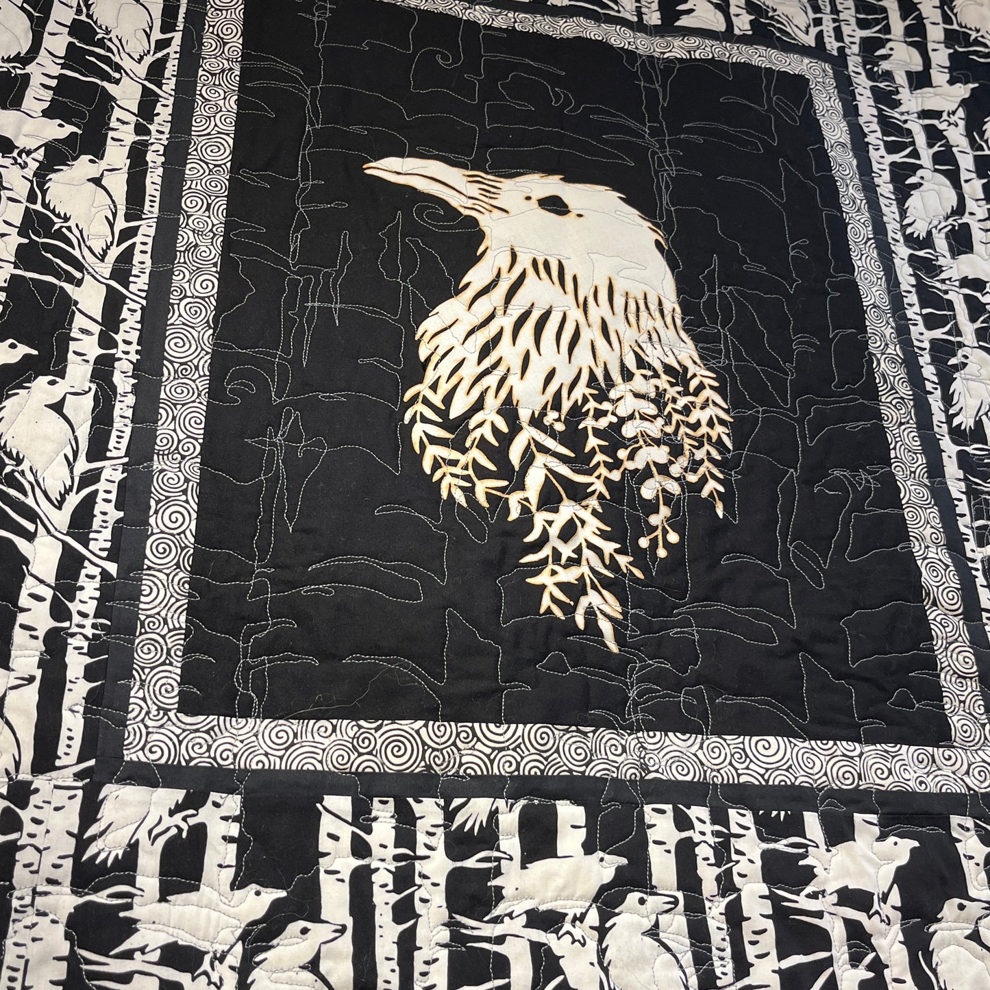 White Raven wall quilt