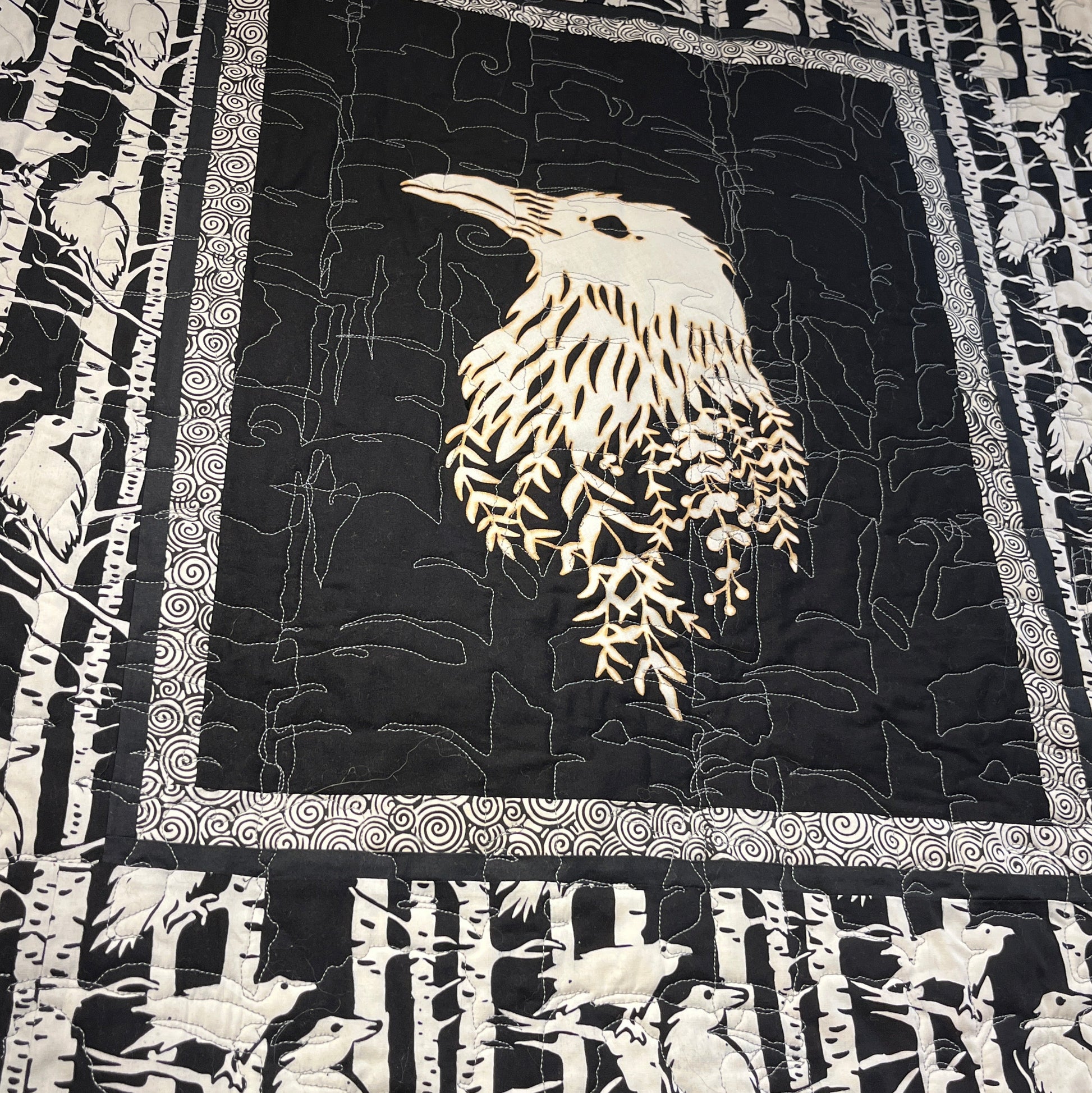 White Raven wall quilt