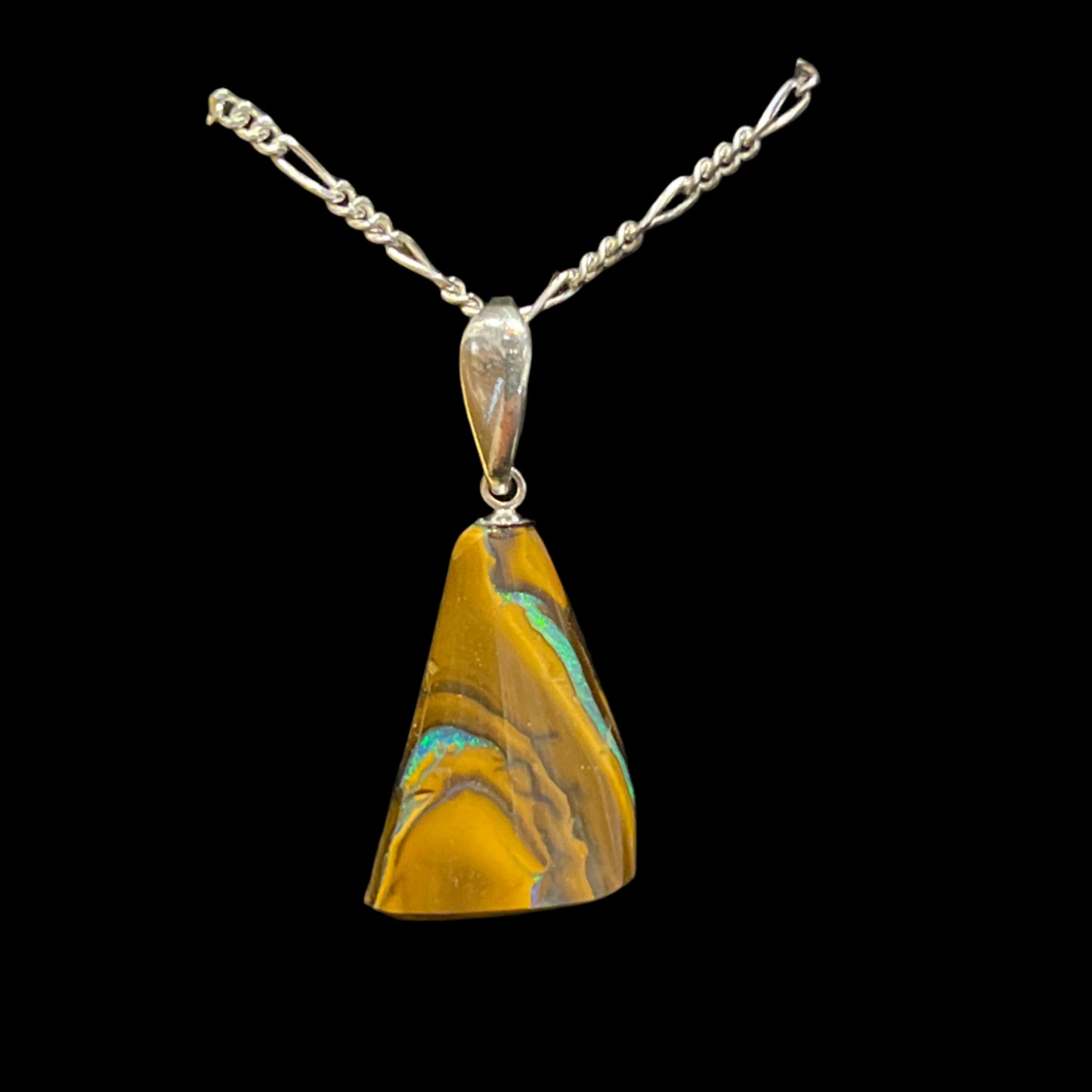 Australian Boulder Opal Pendant (Offset Triangle)