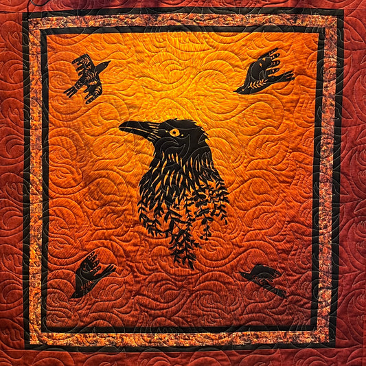 Sunburst Raven Decorative Quilt