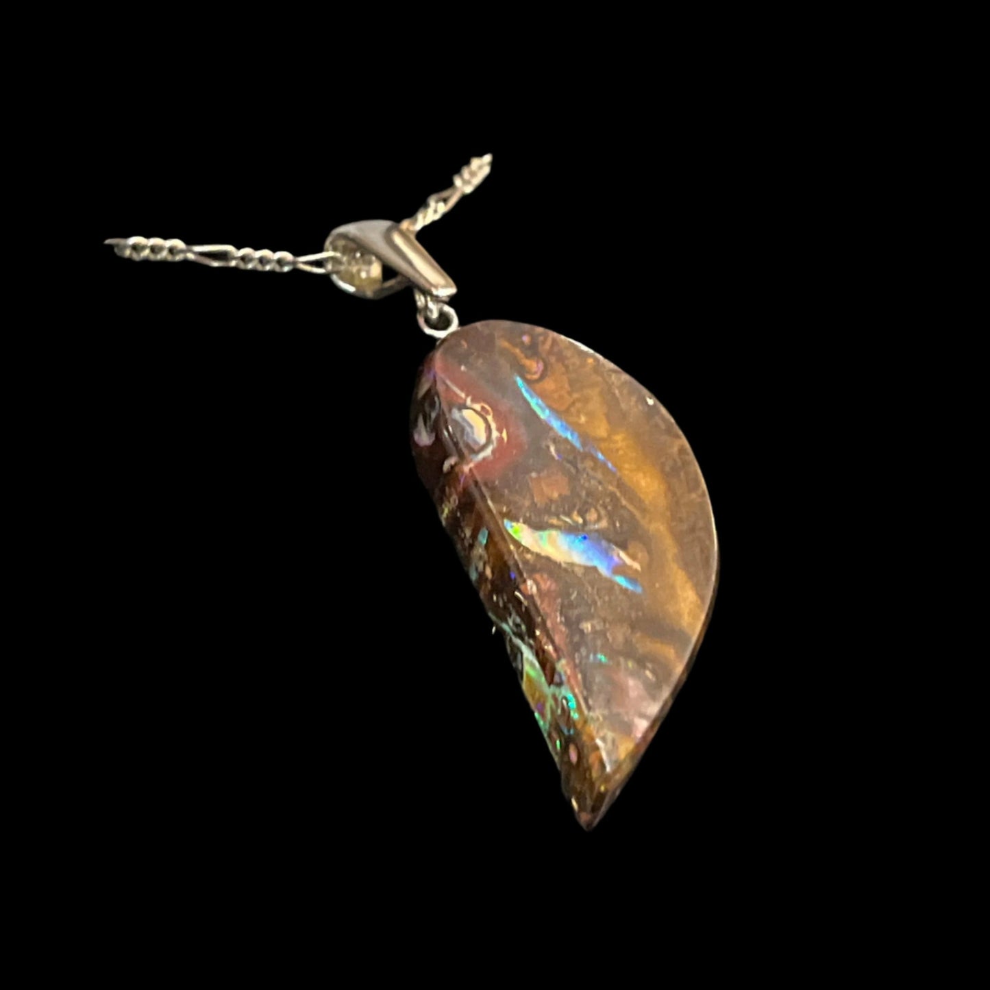 Australian Boulder Opal Pendant (Half-heart)