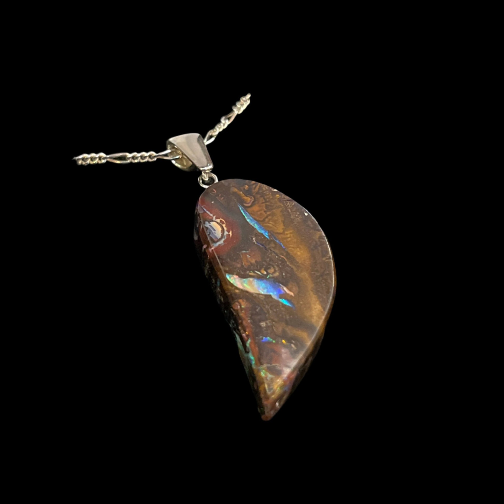 Australian Boulder Opal Pendant (Half-heart)